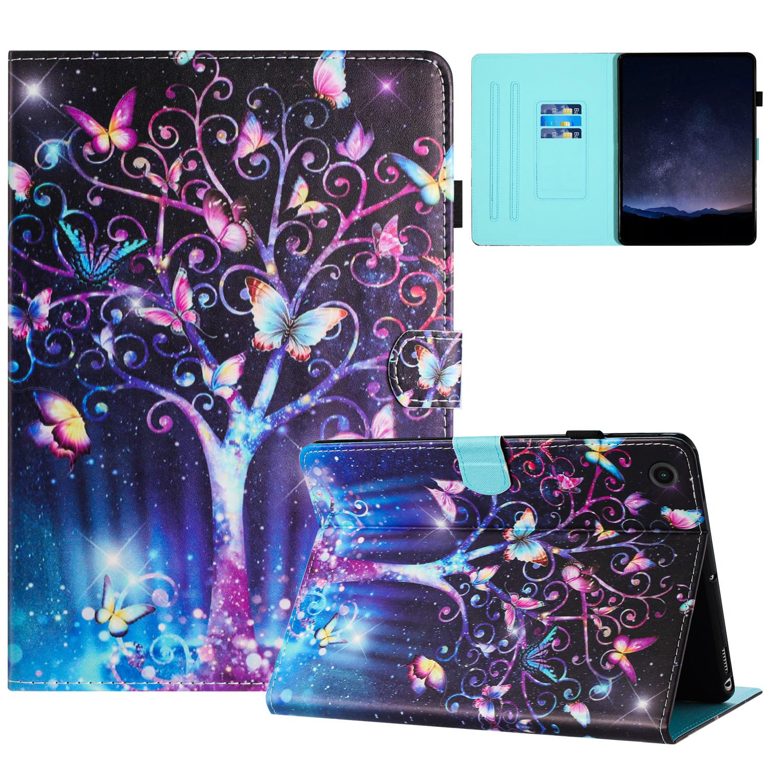 CXTcaseCase for Samsung Galaxy Tab A8 2021 10.5 Inch/SM-X200 / SM-X205 / SM-X207, Protective Cover Case with Stand Function for Samsung Galaxy Tab A8 2021/2022, Meteor Butterfly