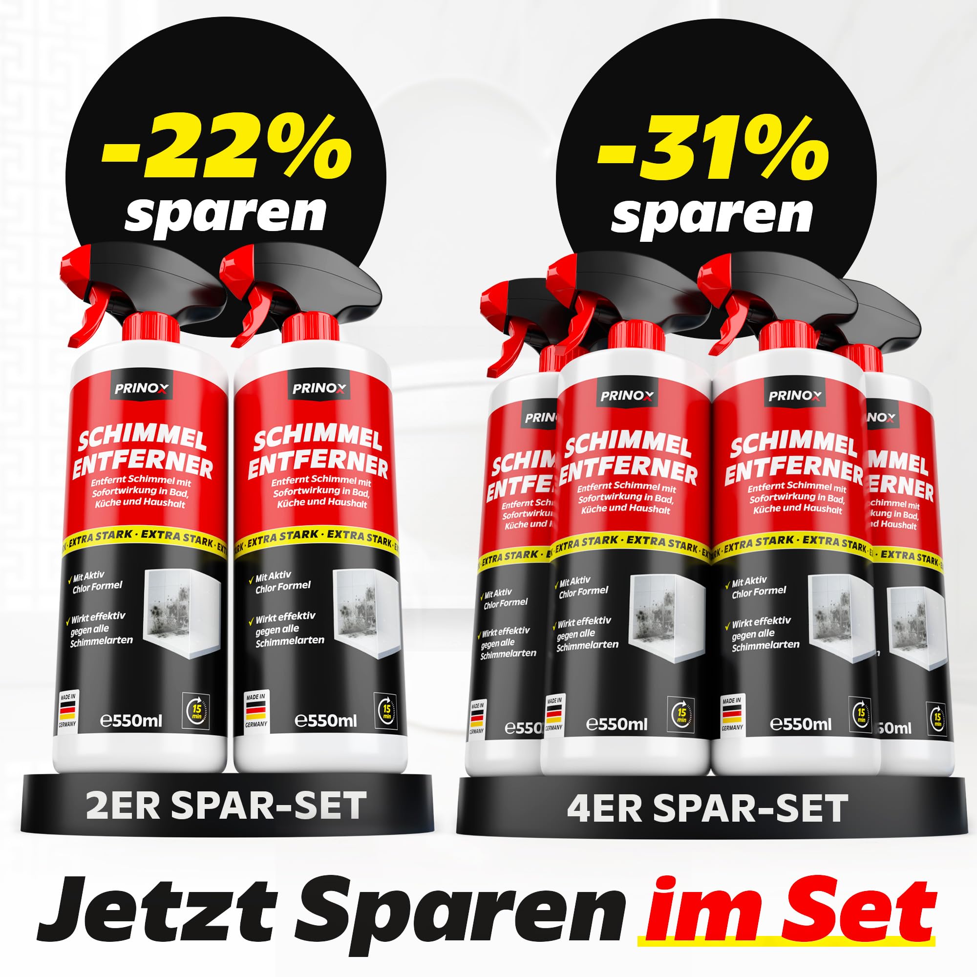 Prinox 4x Schimmelentferner + 1x Handschuhe