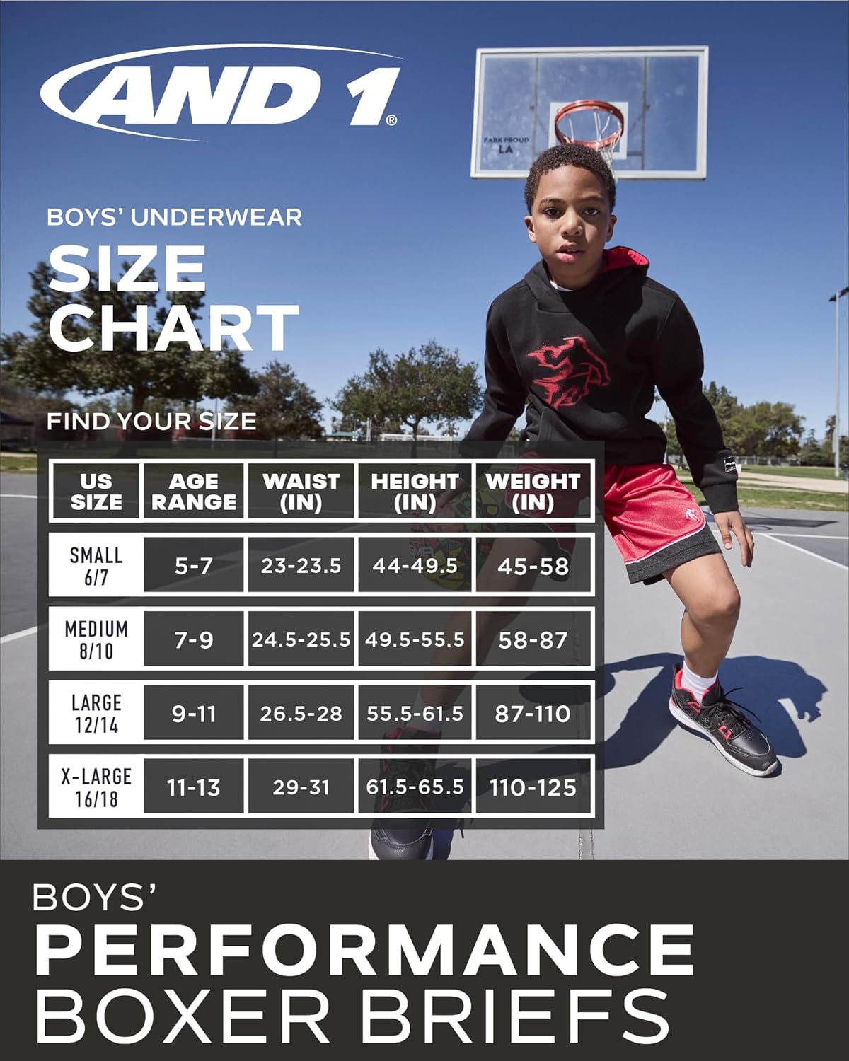 AND1 Boys Boxer Briefs - 4 Pack Performance Long Leg Boys Underwear Boxers with Functional Fly Pouch, 6" Inseam (Size: 6-18) - Image 7