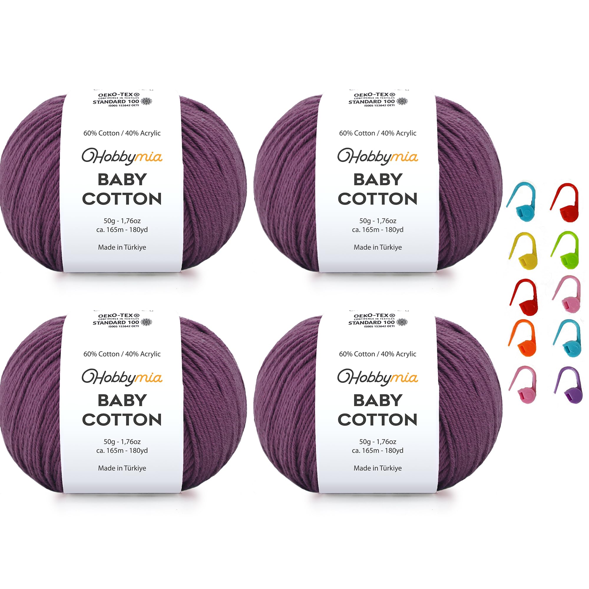 Baby Cotton Blend Yarn – Soft Sport Weight Yarn for Crochet & Amigurumi - 50g/180yds - 60% Cotton 40% Acrylic - Ideal for Baby & Knitting Proj.(Neon Green, 1 Ball) — view 8