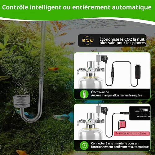 Kit CO2 Aquarium 2kg, Générateur CO2 Aquarium avec Électrovanne, Diffuseur - 3