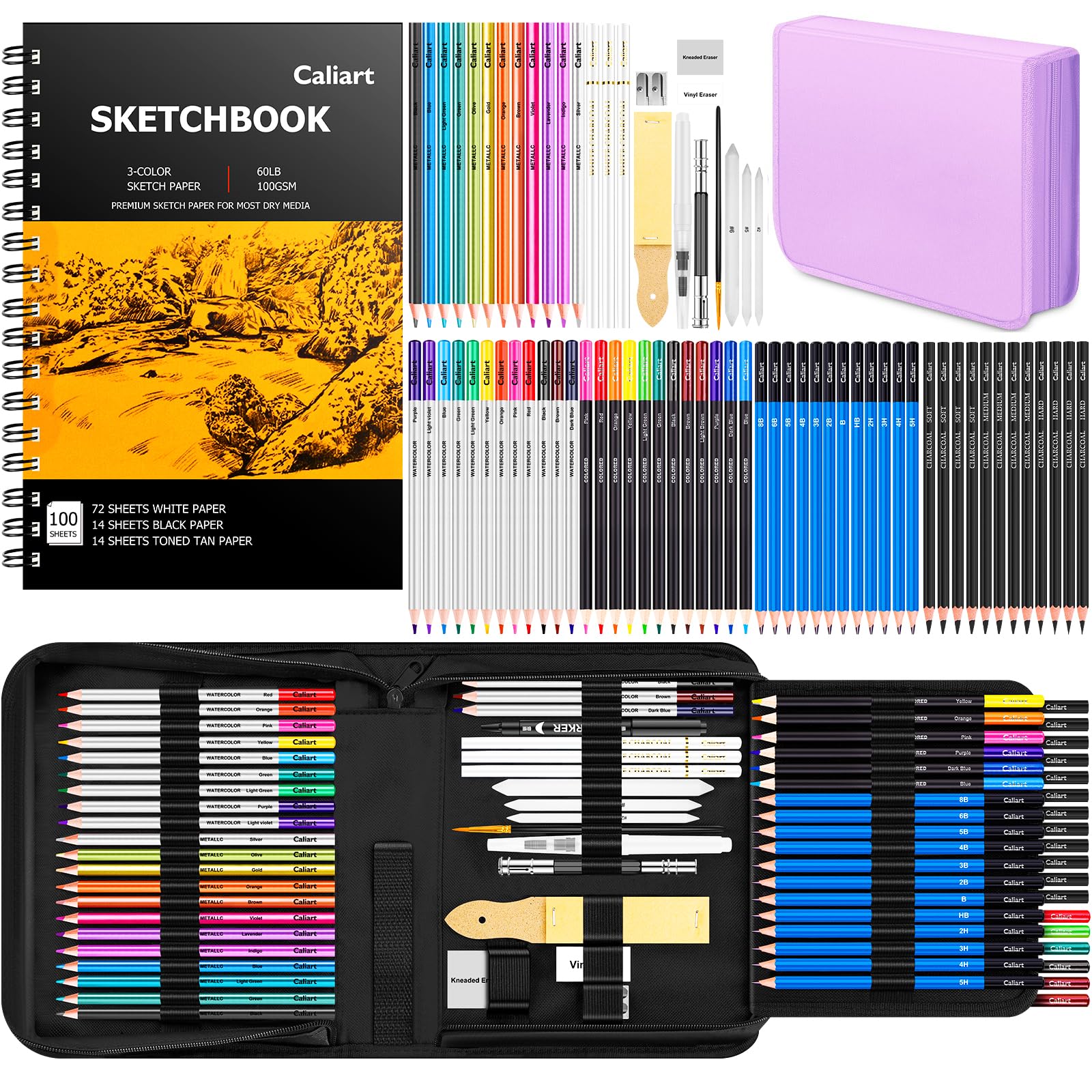 Caliart 176PCS Art Supplies Sketching Kit