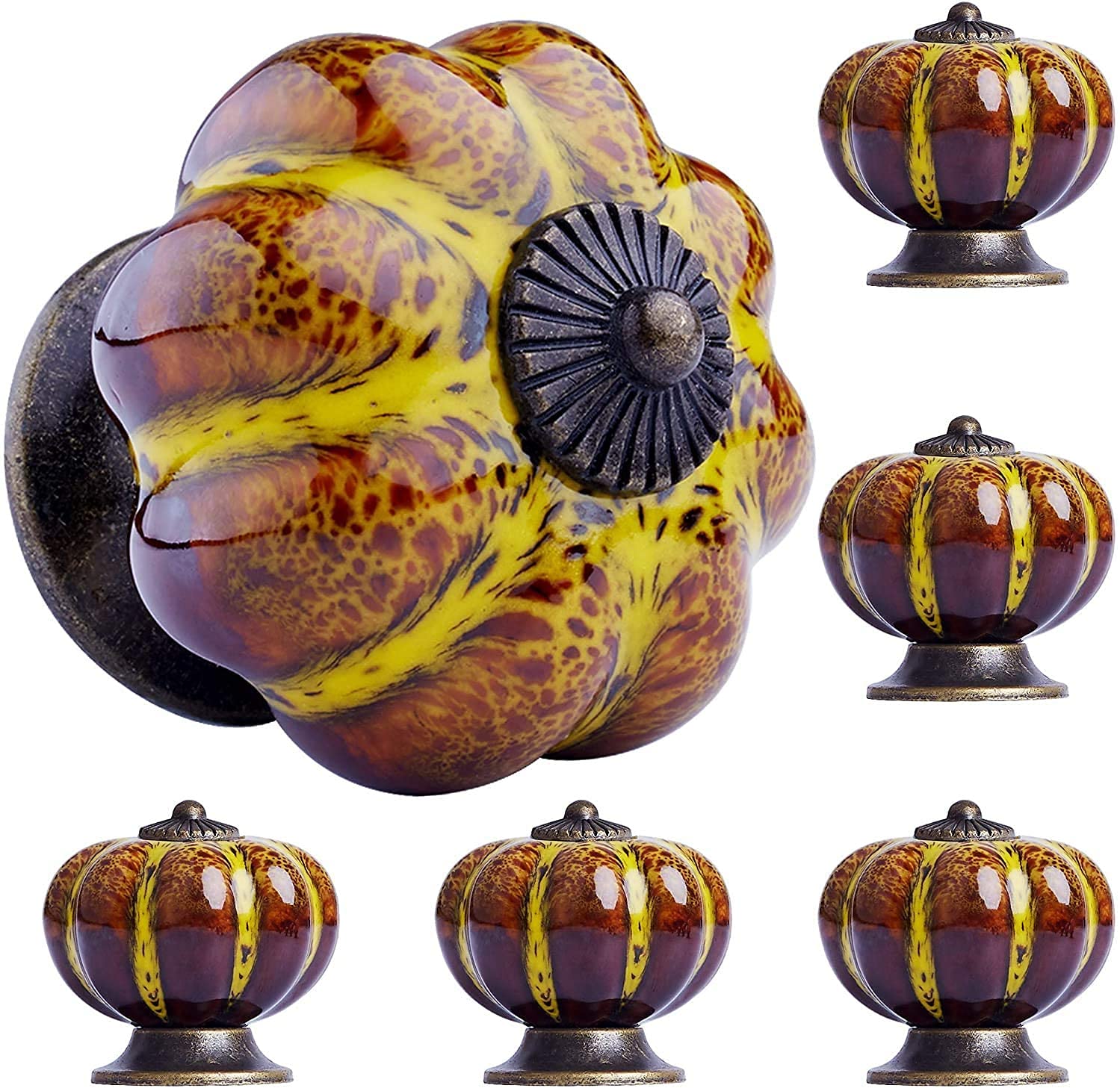 Zernmiarder Green Ceramic Knobs 10 Pack Flower Drawer Pulls Vintage Cabinet Knobs - Antique Dresser Pulls With Screws For Closet Drawer Cupboard Cabinet And DIY Home Project - View #2