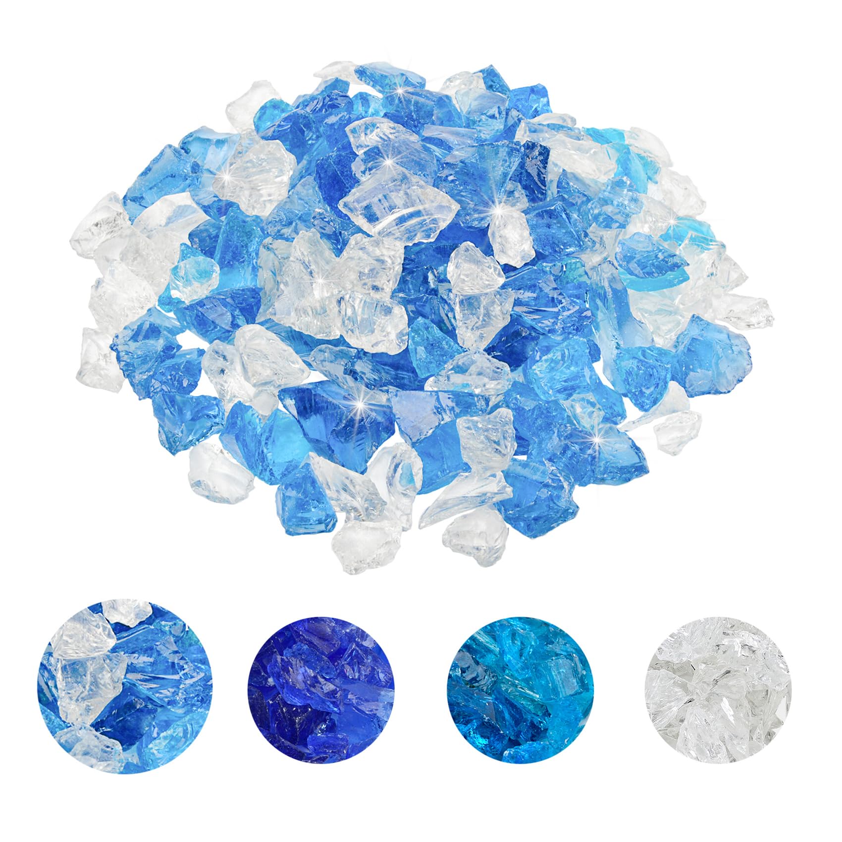 Skyflame 10-Pound Recycled Fire Glass for Fire Pit/Fireplace/Vase Fillers/Garden Landscapes, Blend Fireglass-image-29