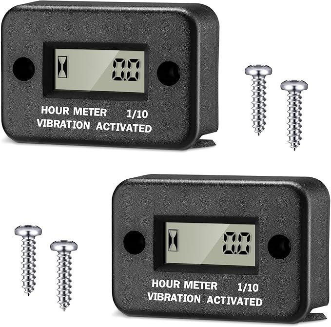 Tallew 2 Pieces Vibration Hour Meter Engine Hourmeter LCD