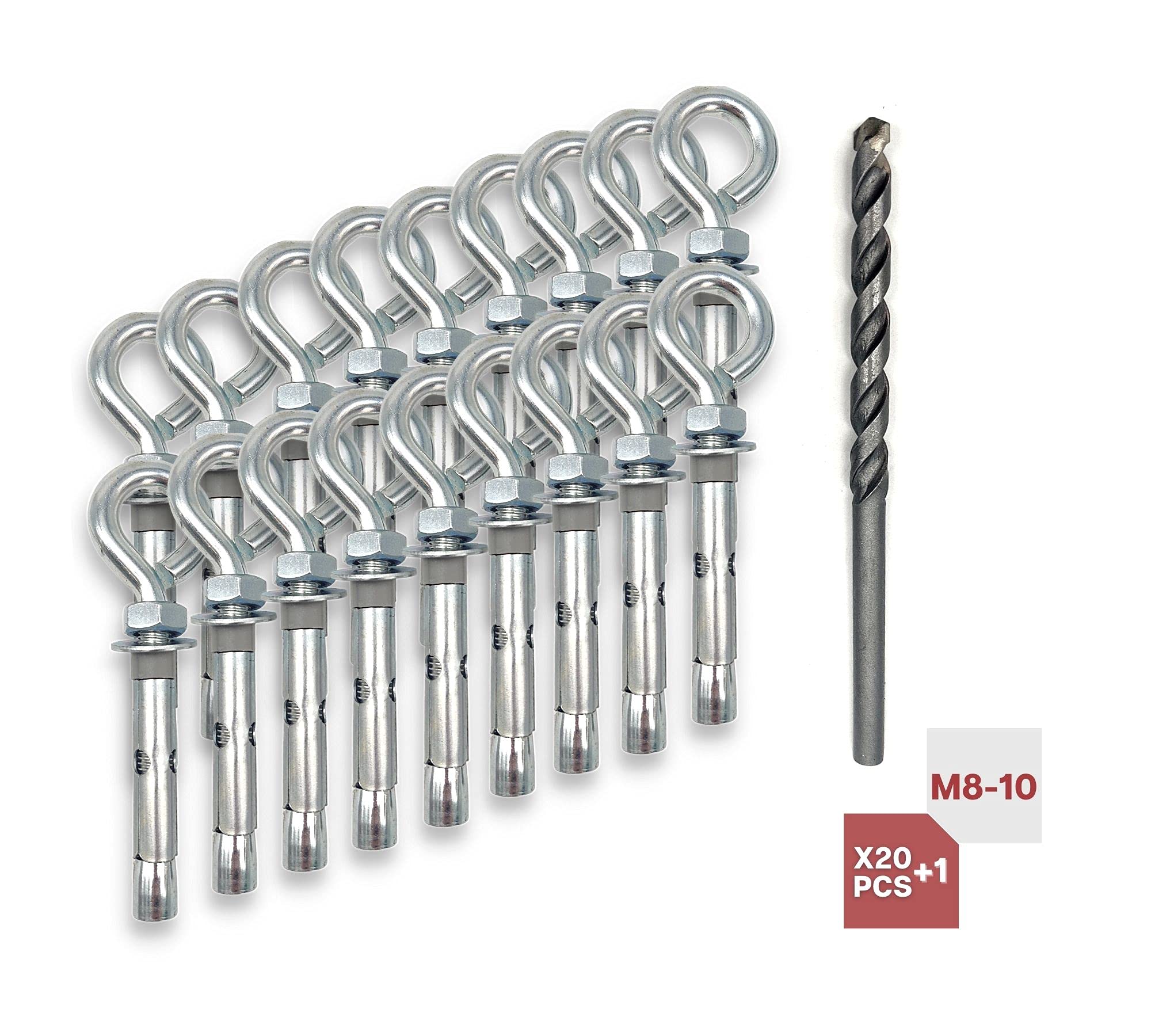 Bulloni Espansione M8-10 Con Punta Trapano - 20 Tasselli In Acciaio Galvanizzato + 1 Punta Per Calcestruzzo, Per Carichi Pesanti - Foto 9