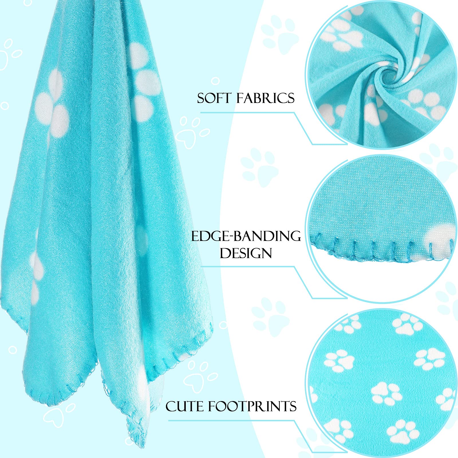 15 Pieces Puppy Kitten Blanket - Cute Dog Cat Bed Sleep Mat Pad Cover - Soft Printed Pet Blanket for Small Animals, 15 Colors (Paw Print Patterns) 2