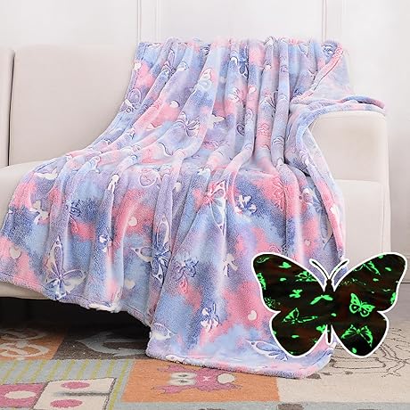 SOCHOW Butterfly Glow In The Dark Blanket for Girls