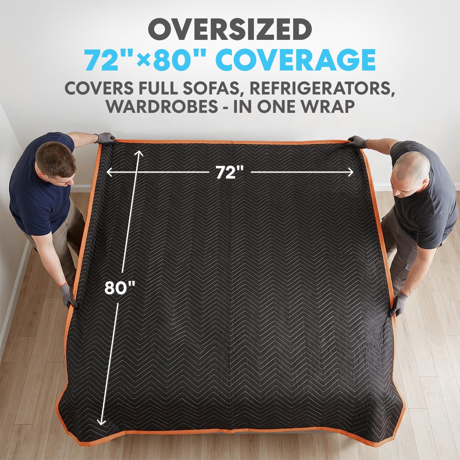 SIMPLI-MAGIC 79522 strapazierfähige gepolsterte Umzugsdecken, Orange/Schwarz, 182,9 x 203,2 cm, 6 Stück