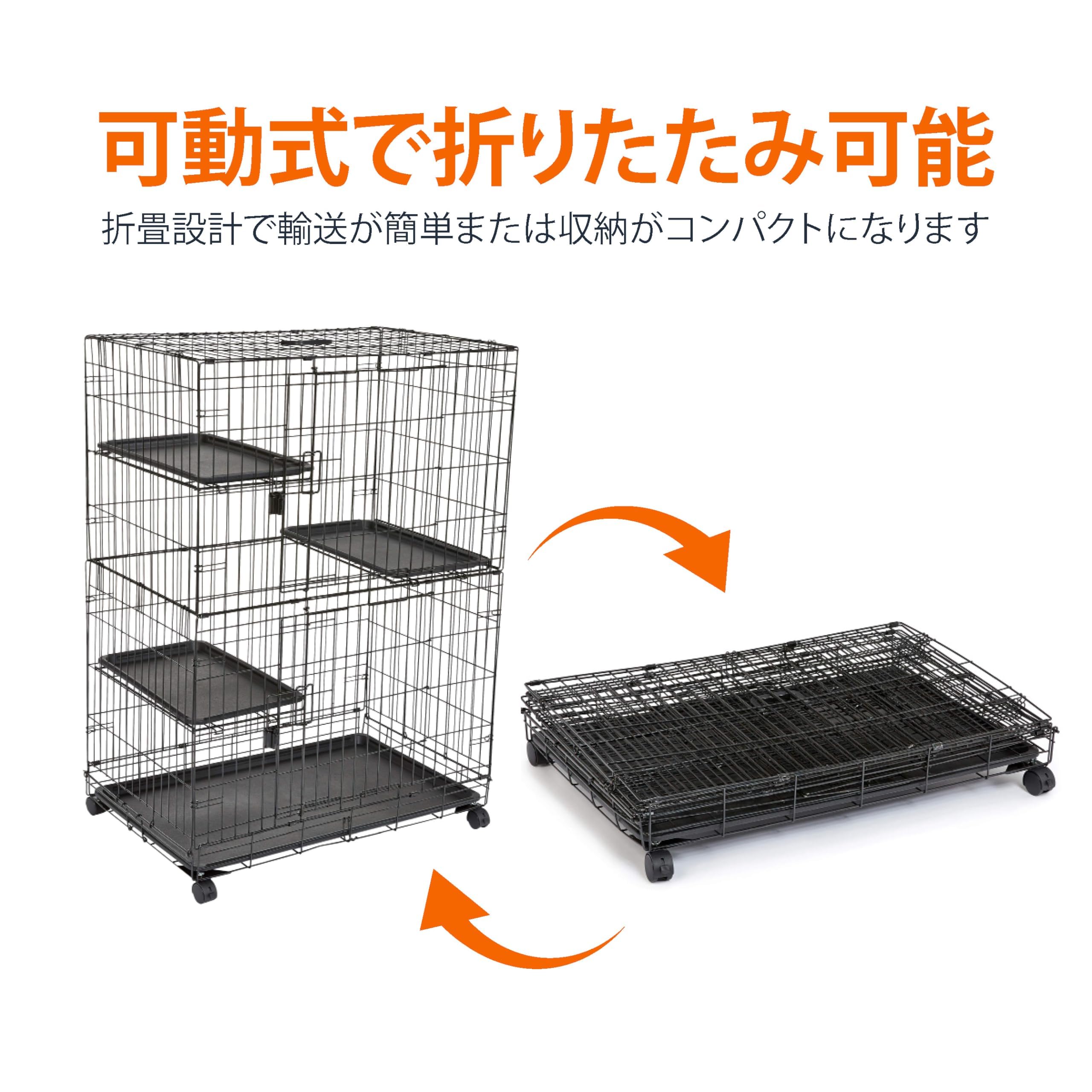 Amazon.co.jp: 猫ケージ キャットケージ 大型 3段 91L x 57W x 129H cm
