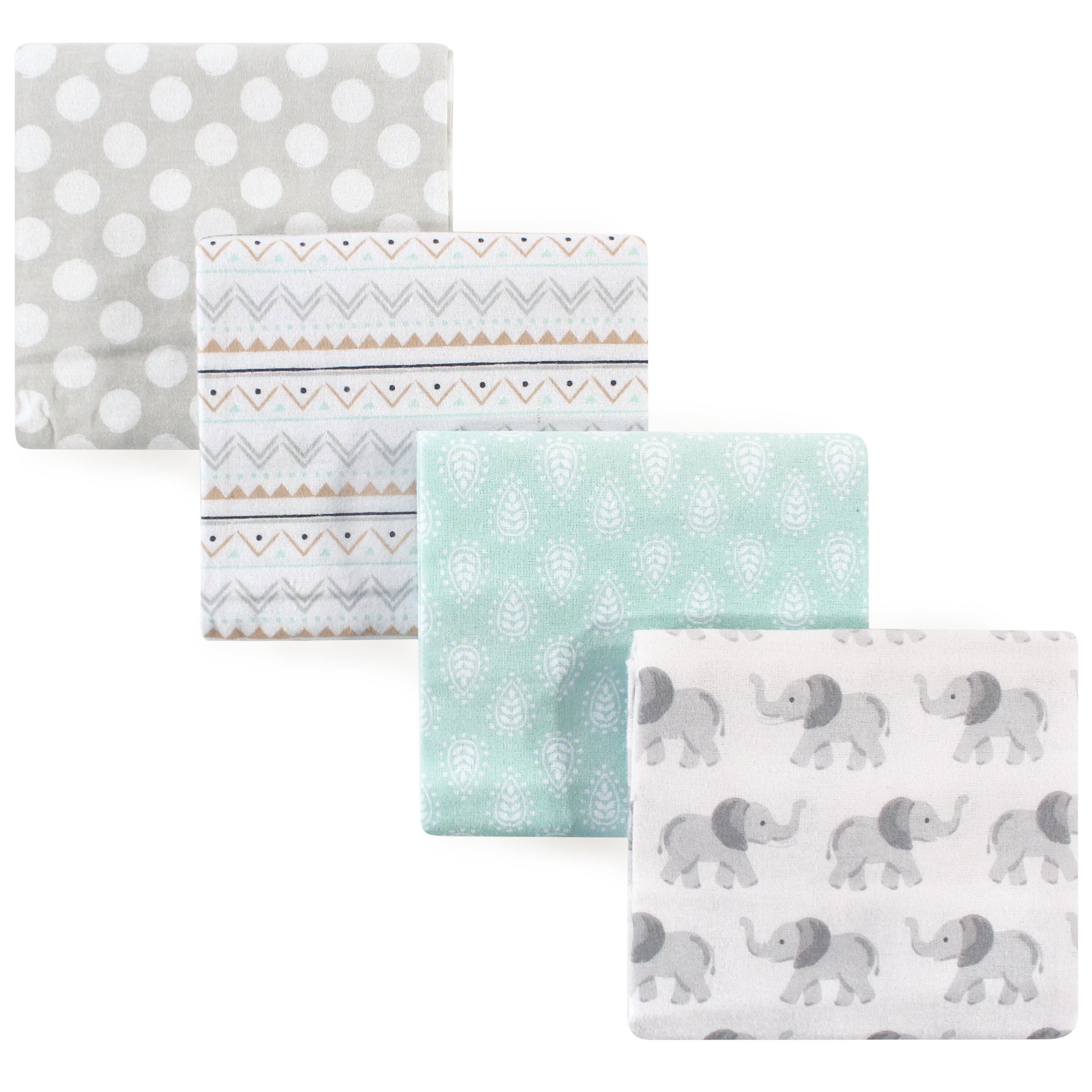 Hudson Baby Unisex Baby Cotton Flannel Receiving Blankets, Gray Elephant, One Size