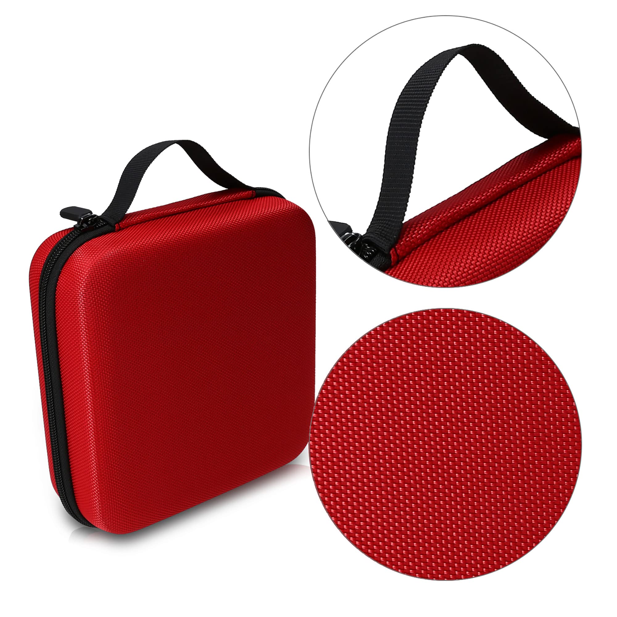 kwmobile Borsa Compatibile con Tonies - Custodia Rigida in Nylon con 8 Tasche per 20 Figure Musicali - Astuccio Statuette - Rosso