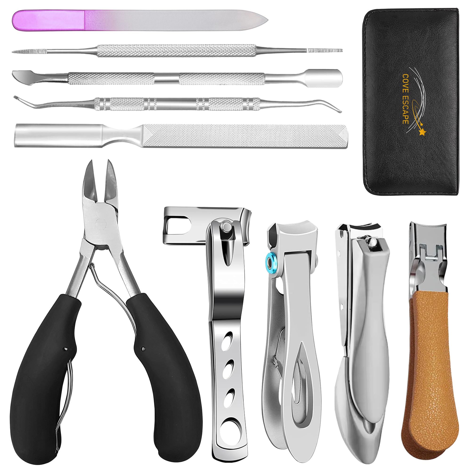 Toenail Clippers for Seniors Thick Toenails- Heavy Duty Podiatrist Ingrown Toe Nail Cutter for Men, Professional & Adults - Easy Grip Handle Stainless Steel (Extra Large, 10, Count) Pack 2 10