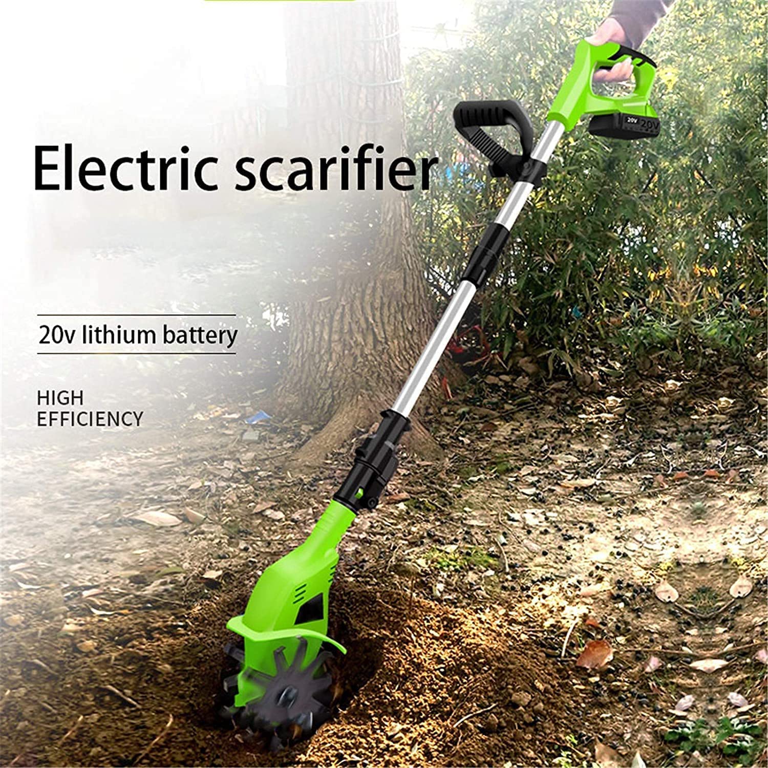 Rotavator inalámbrico de 20 V, Ligero, de Mano, for jardín, con batería Recargable de 4000 mAh y Cargador