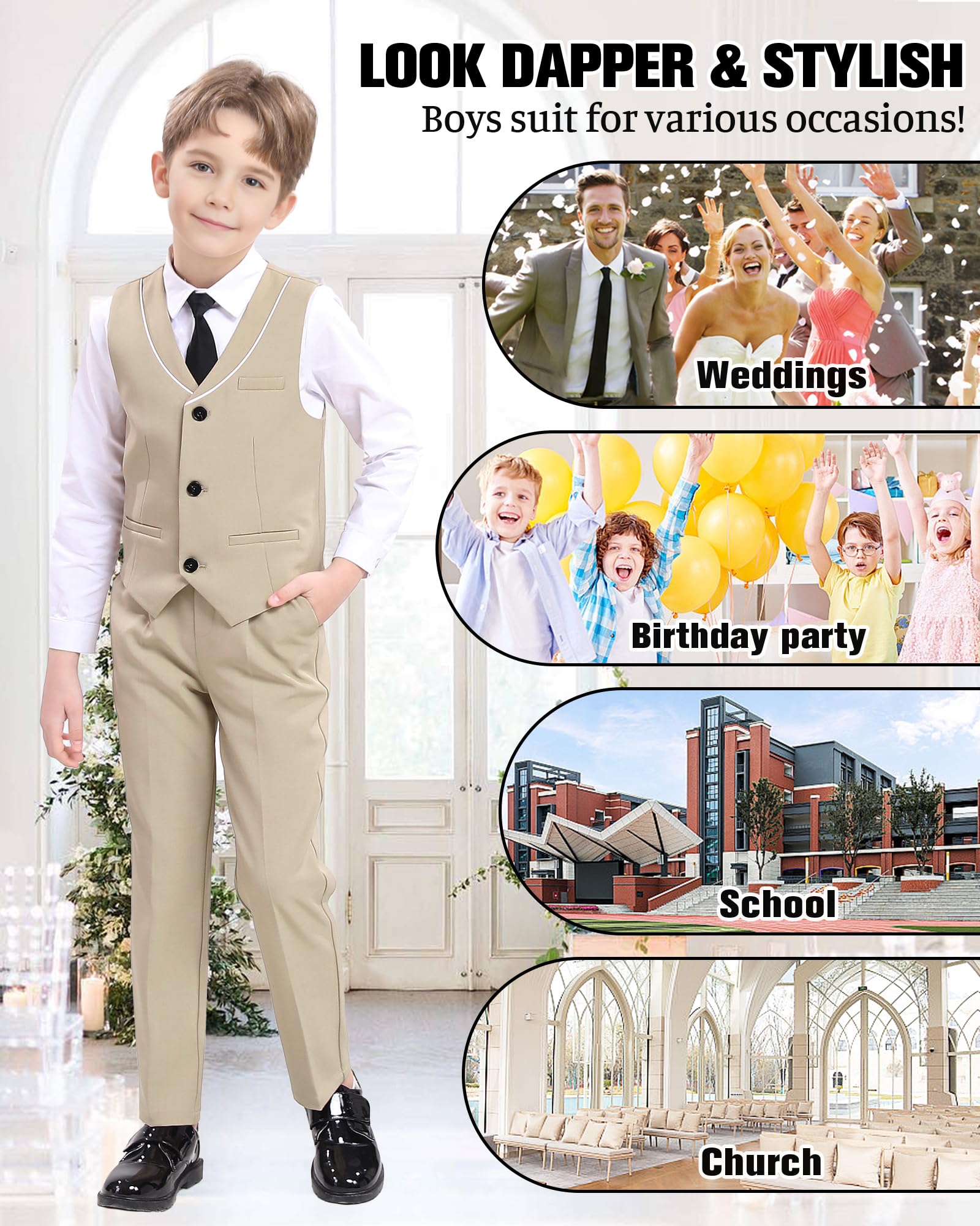 LOLANTA Trajes para Niños de Boda Ceremonia Fiesta, Conjunto de Chaleco y Pantalón, Ropa de Bautizo para Ceremonia, 2-14 Años