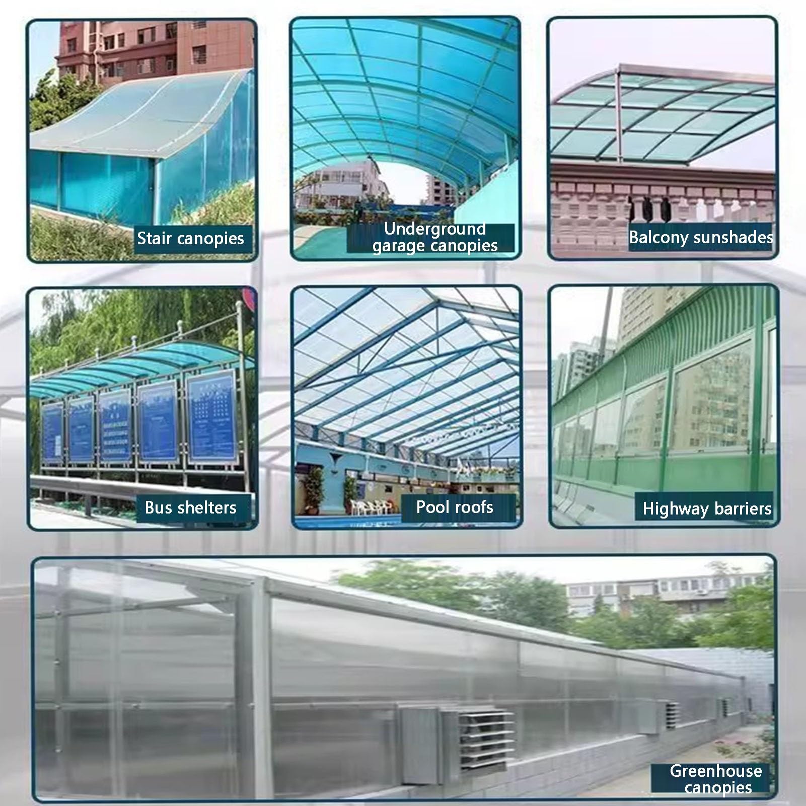 Revestimiento Coldframe Impermeabilización Paneles Techo Policarbonato Planchas Cubiertas para Patios y Pasillos(1.5x2m/4.92x6.56ft)