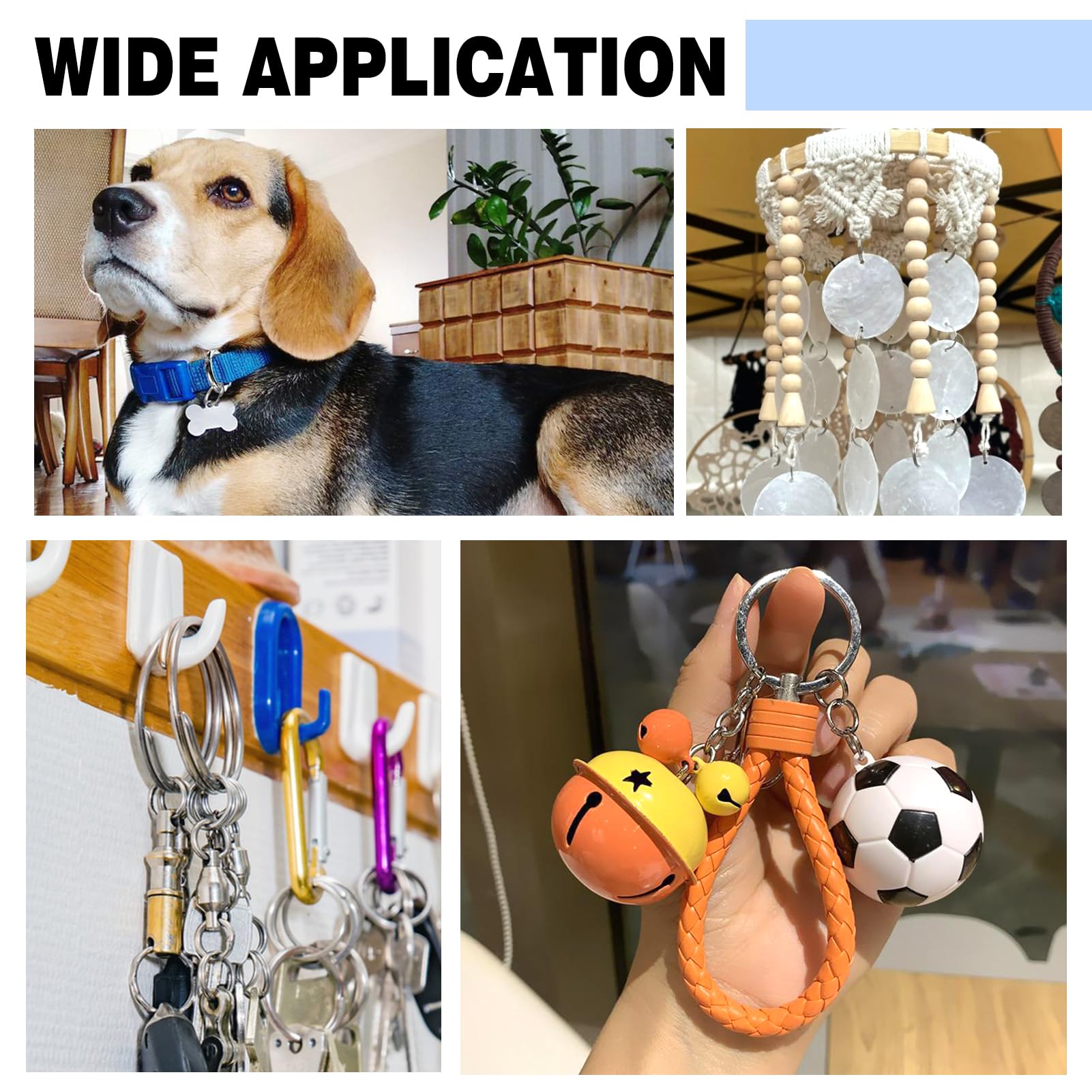 50 Anelli Portachiavi Acciaio Inox - 5 Misure (15-30 Mm), Superficie Liscia, Per Chiavi, DIY, Animali - Foto 9