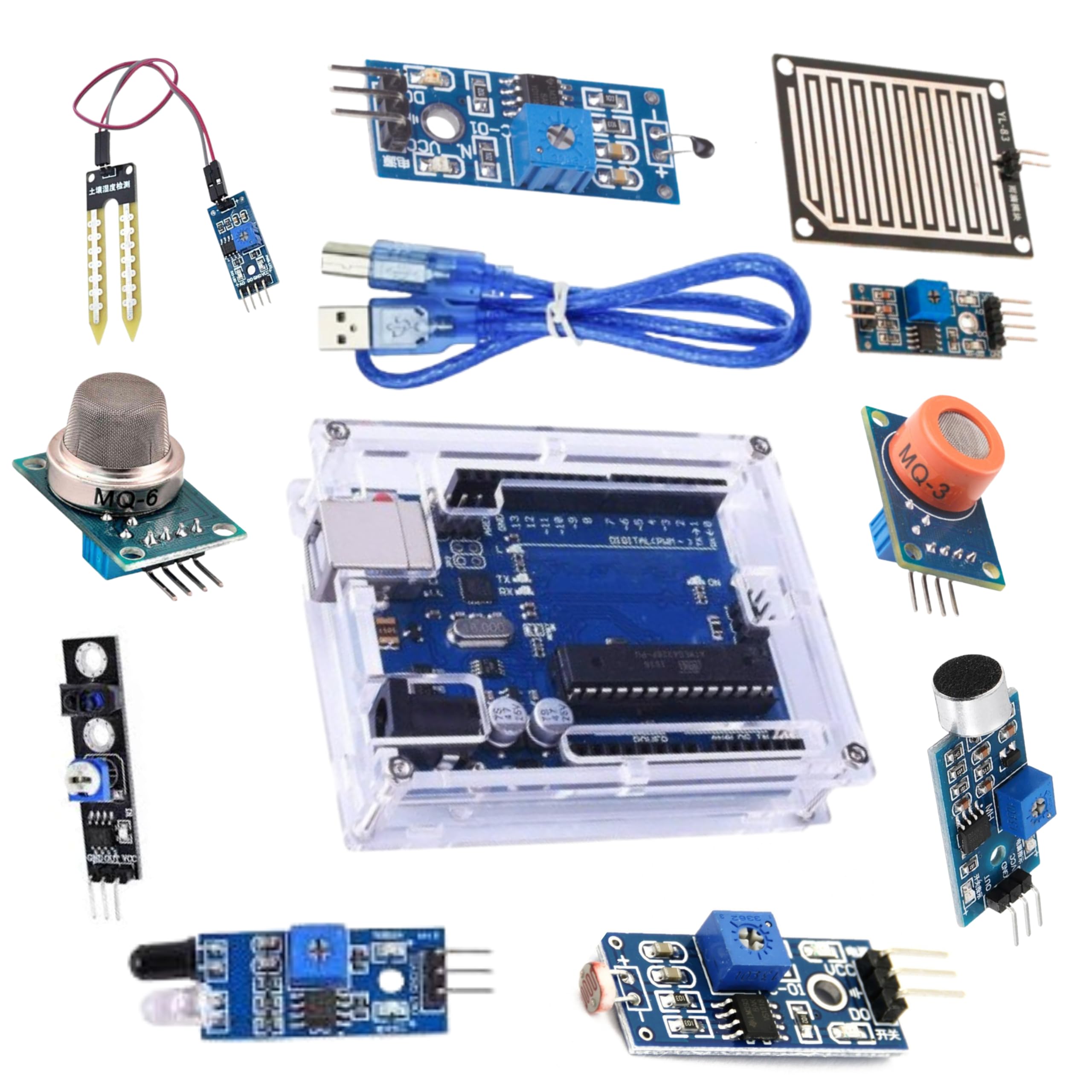 15 in 1 Sensor Module Kit with Arduuino UNO R3 - Free USB Cable