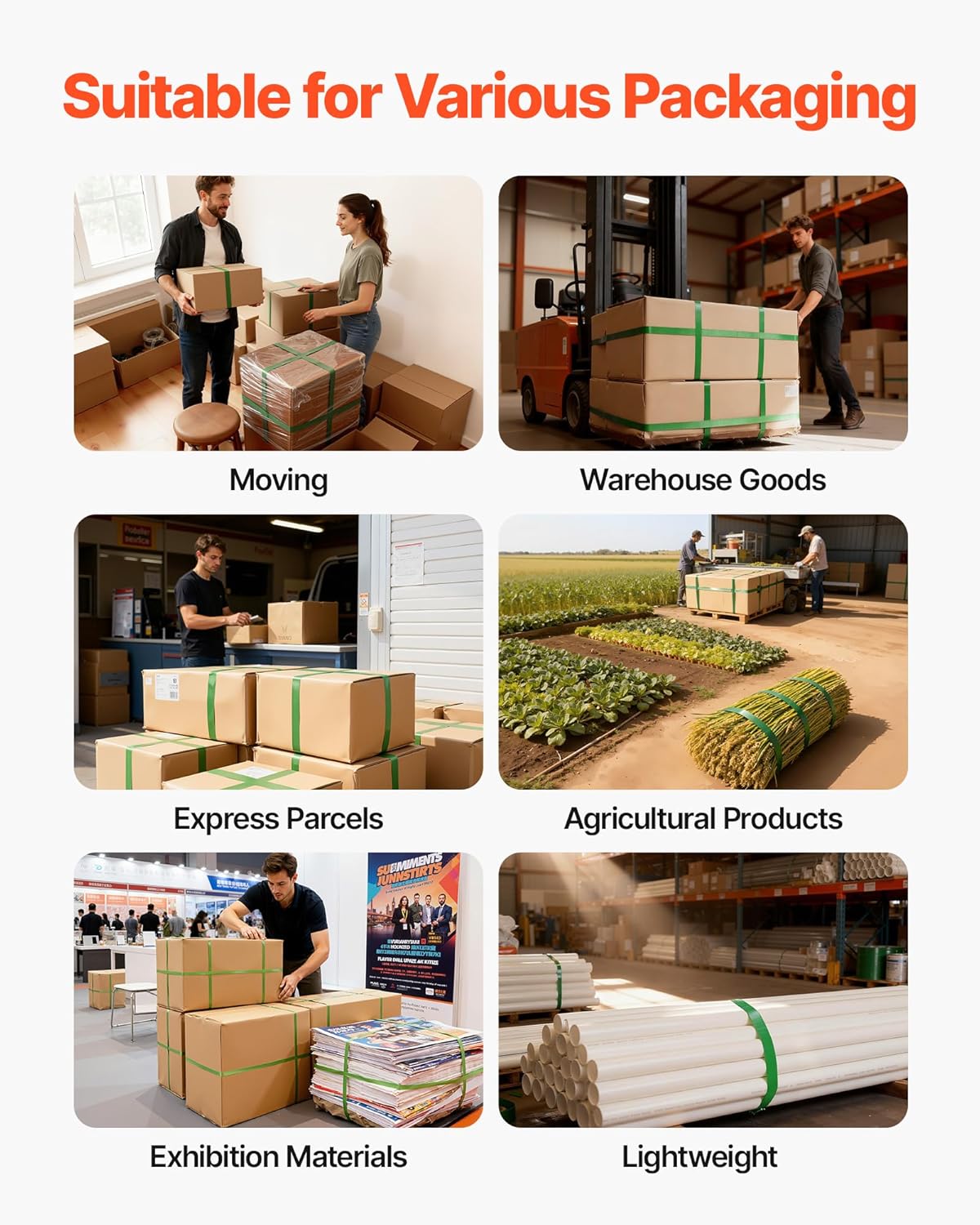 VEVOR Banding Strapping Kit, Heavy Duty Banding Sealer Tool with 1500 ft PET Band, 450 Metal Seals, 150 Corner Protectors & Gloves, Plastic Pallet Packaging Strapping Kit for Warehouse/Shipping/Moving