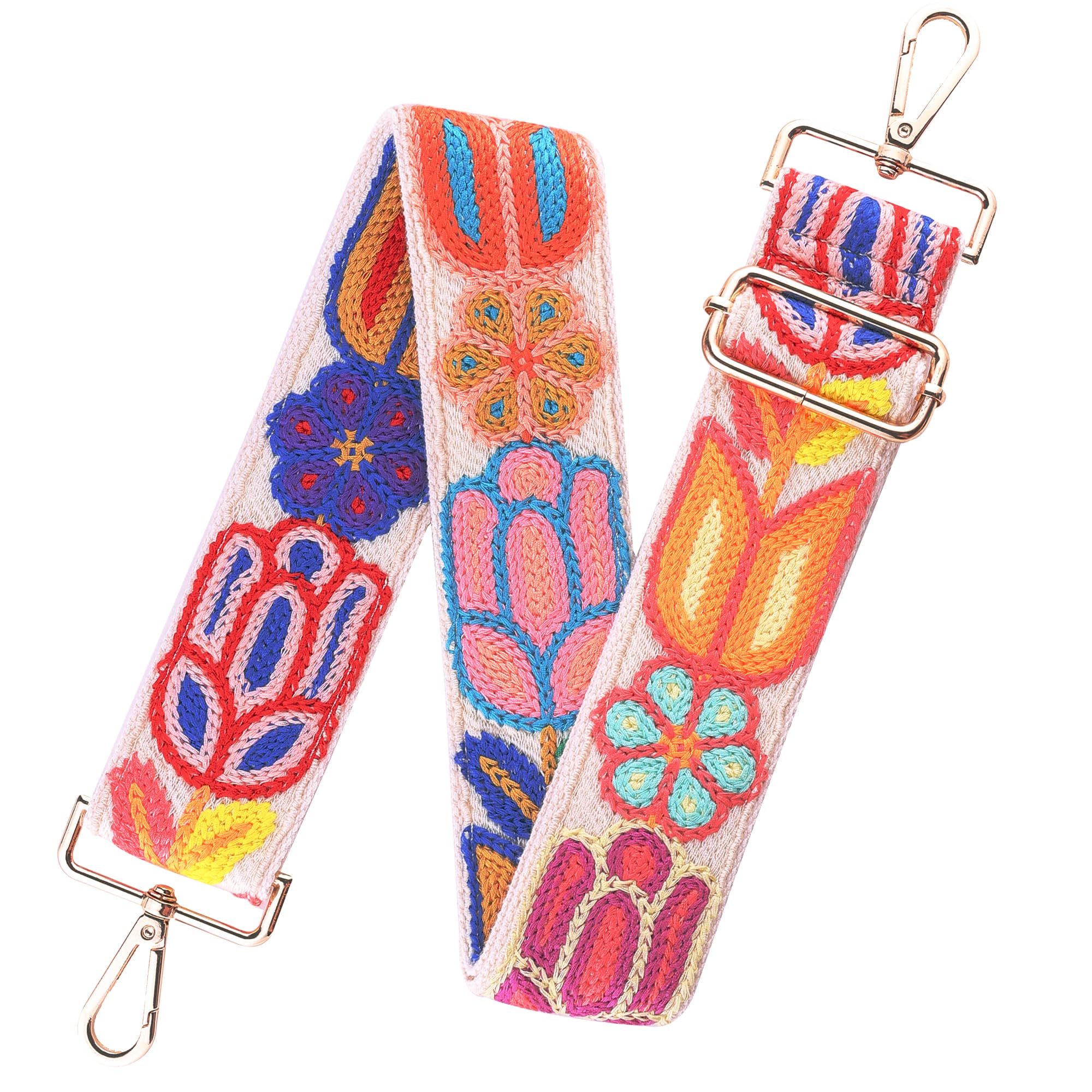 RUORANSUN 3D Flower Crochet Purse Strap 2" Wide,Bag Strap Replacement for Crossbody Adjustable(Gold Hardware)