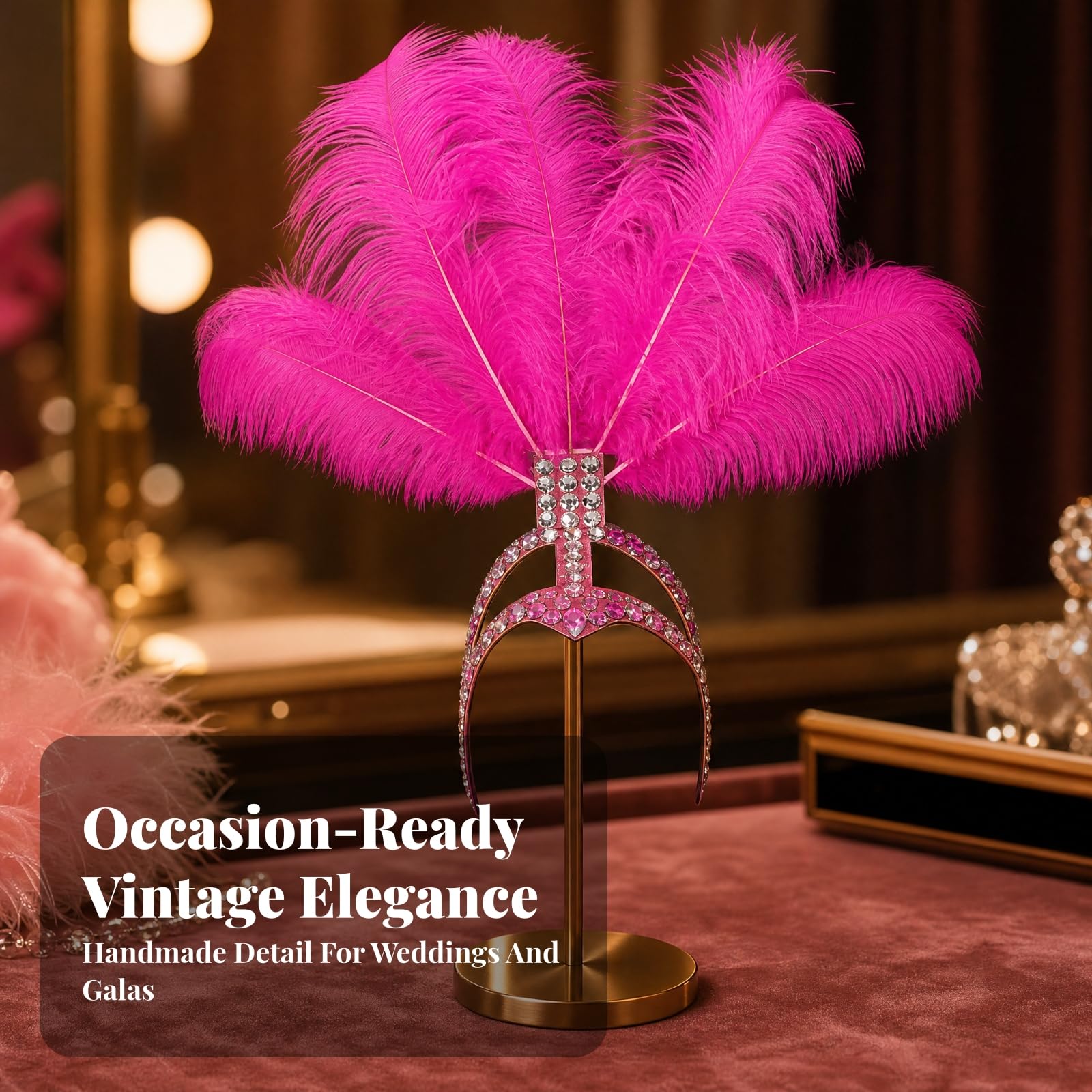 corativa a Mano Corona Plegable con Plumas table para Bodas, Real