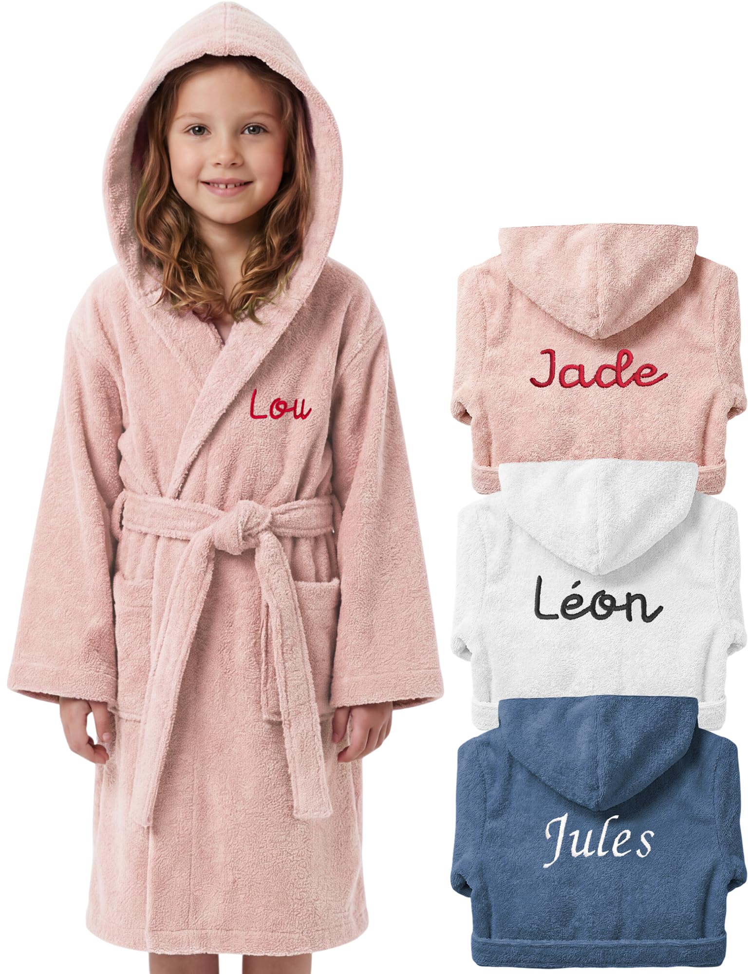 KDO MAGIC - Peignoir de bain enfant personnalisé - Brodé avec un prénom - Sortie de bain personnalisable 100% Coton - Idée cadeau Noël