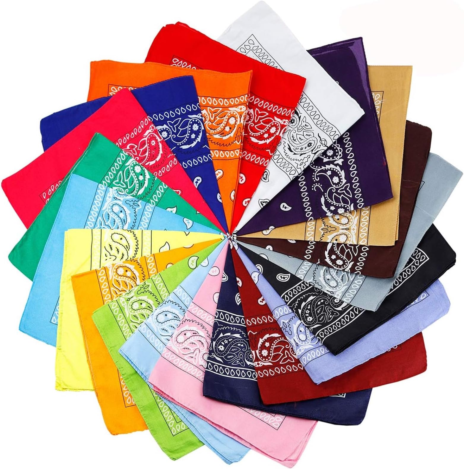 20 Pcs Assorted Bandanas Paisley Cowboy Polyester Headbands 22x22 inch