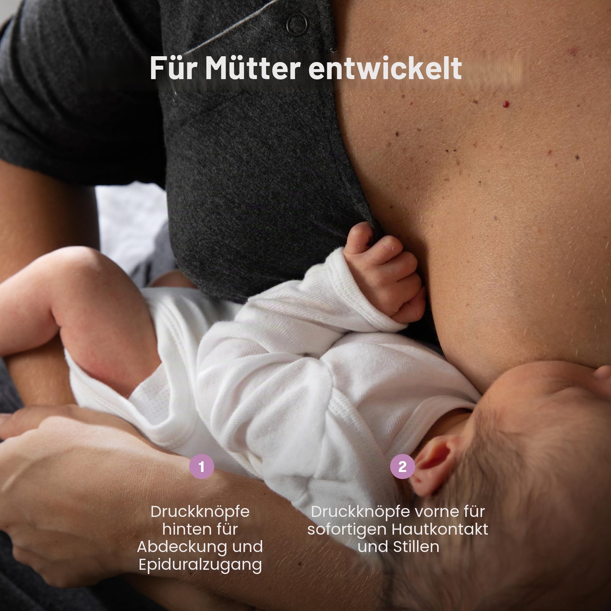 FridaBaby Liefer- und Stillkleid | Easy-Snap, Tagless, Haut-zu-Haut-Zugang für die Pflege und vollständige Abdeckung im Rücken