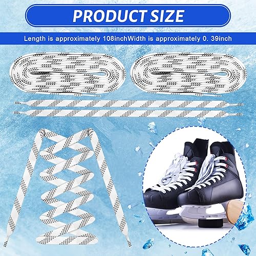 Miniatura 2 de Yingzhao 4 Pairs Waxed Hockey Skate Laces Hockey Laces Wide Ice Skate Lace Strap Ice Hockey Skate Accessories for Ice Hockey, Roller Skates, Adults,