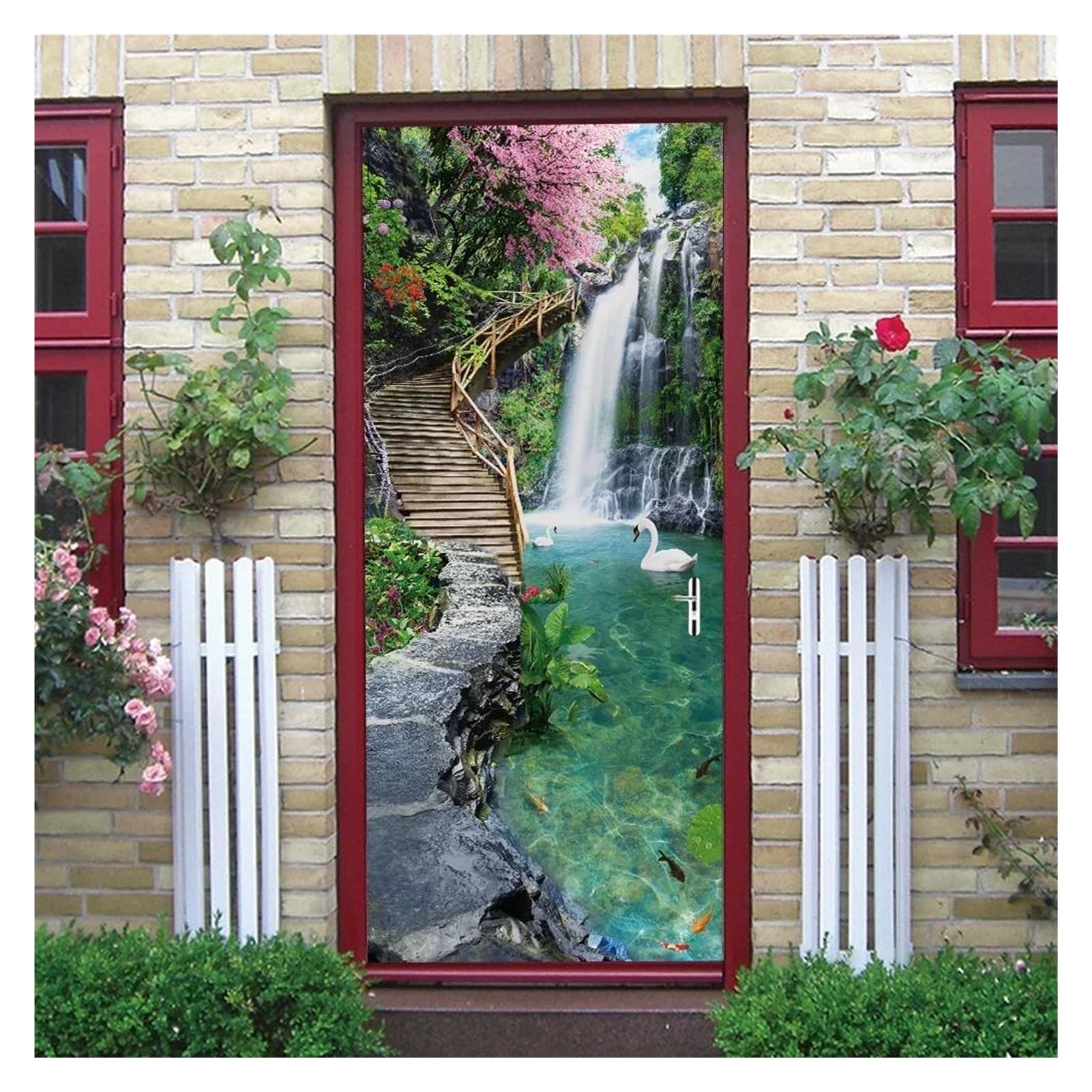 Papier peint d'automne naturel pour stickers de porte de cuisine 85x215cm