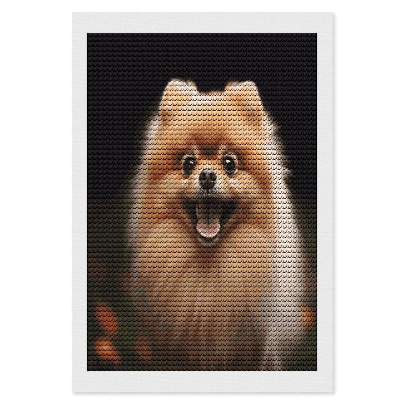 LDGSUPH Pomeranian Diamond Painting Kits for Adults Paint with Diamond Pictures Art DIY Full Drill Diamond Dots Painting Personalized Diamond Photo for Home Wall Decor Gift 8"x12"
