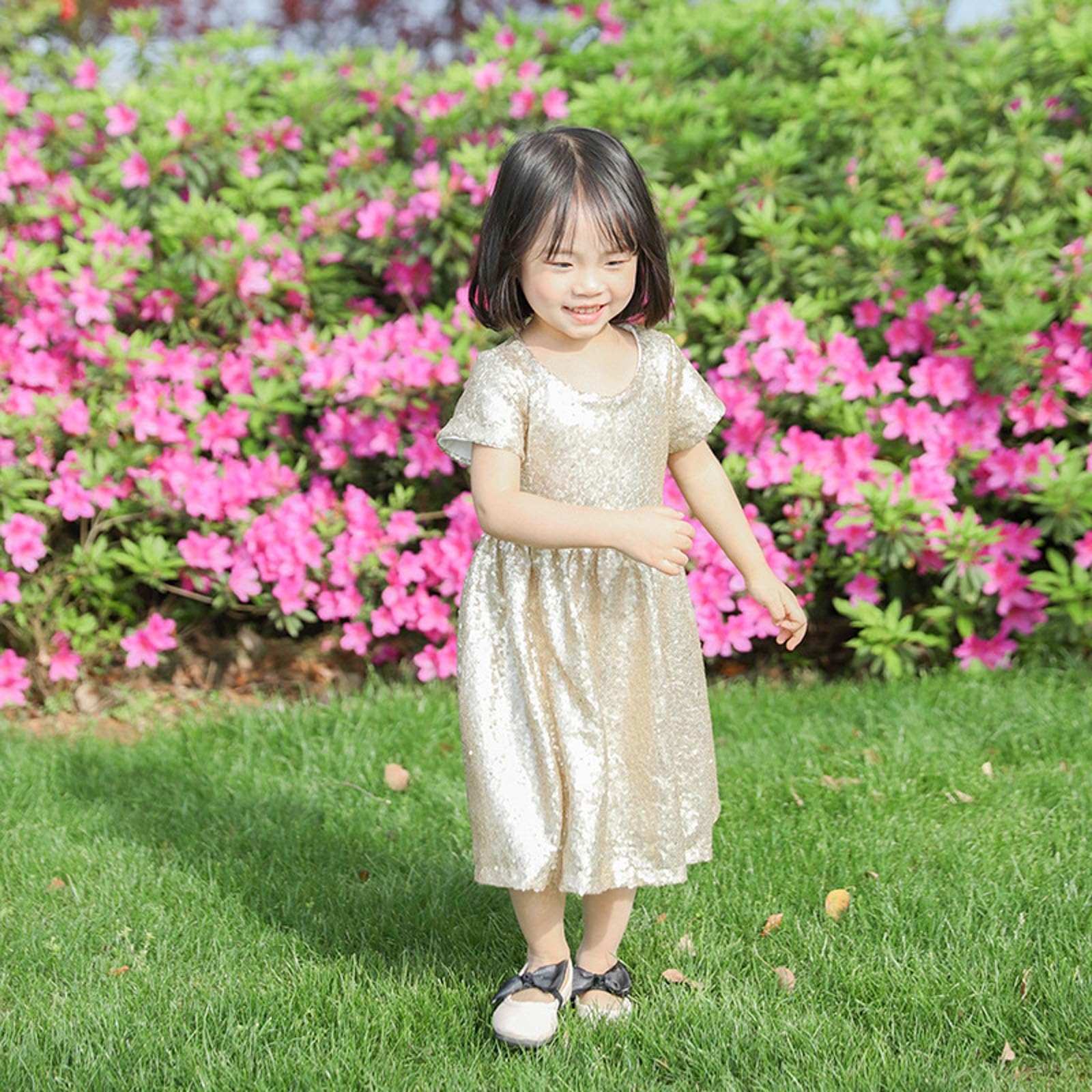 Conjunto de vestido de niña brillante para bebé y niño elegante para niños perfecto para dama de honor en una boda