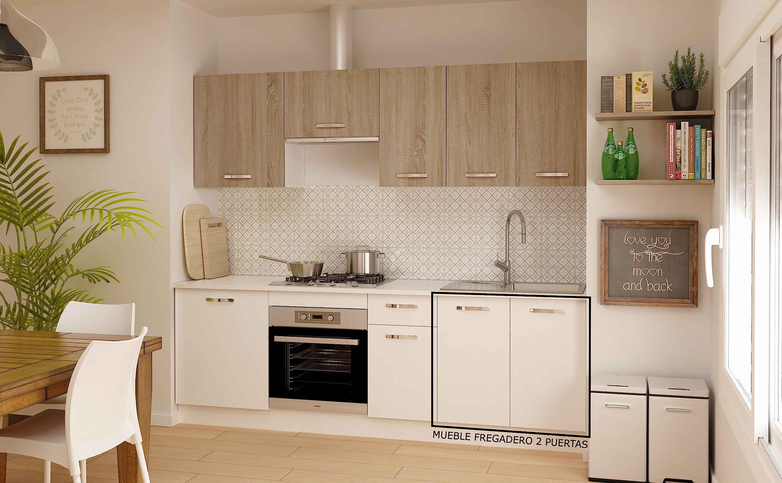 HOGAR24 ES - Mueble Bajo Fregadero 2 Puertas Color Blanco, Medidas: 85 x 80 x 58 cm