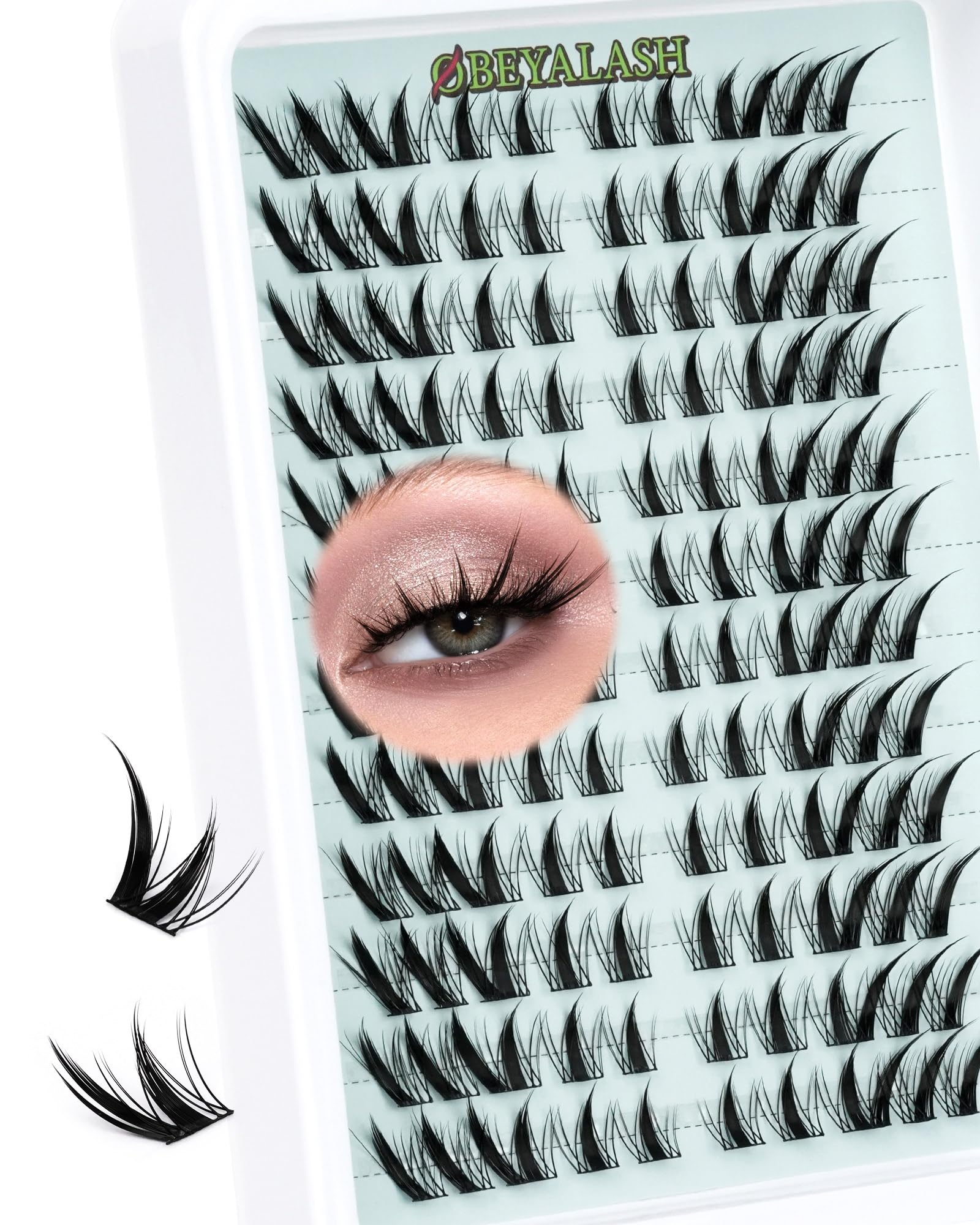 Obeyalash Sztuczne Rzęsy Fox Eye Cluster Lashes Cat Eye Individual Eyelashes 120pcs Cluster Eyelashes D Curl Diy Eyelash Extensions 6-12mm Soft and Comfortable(Zk40)