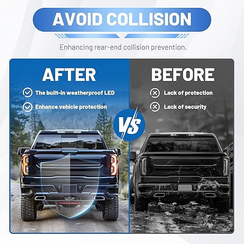 Miniatura 6 de ECOTRIC Escalón Universal de Enganche con Luz de Freno LED para Camioneta Pickup SUV Remolque con Receptor de 2 Pulgadas, Barra Trasera de