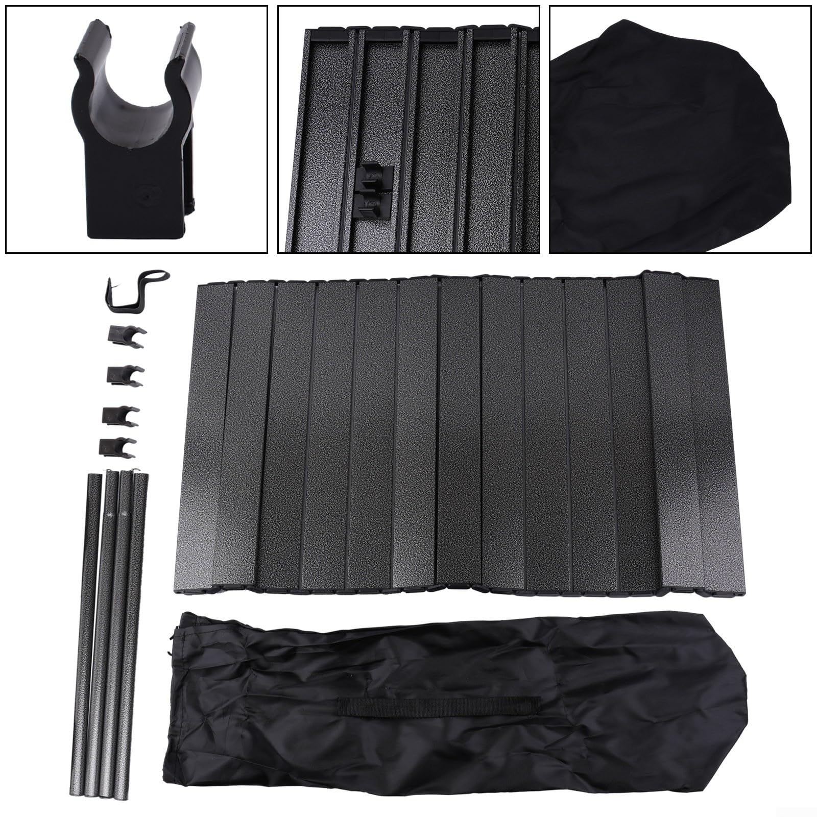 EasyByMall Klappbarer tragbarer Camping-Picknicktisch, Gartentisch, Outdoor-Wagen, Anhängerabdeckung für Campingwagen, Wagen, Kinderwagen, Gartenwagen (S, Schwarz)