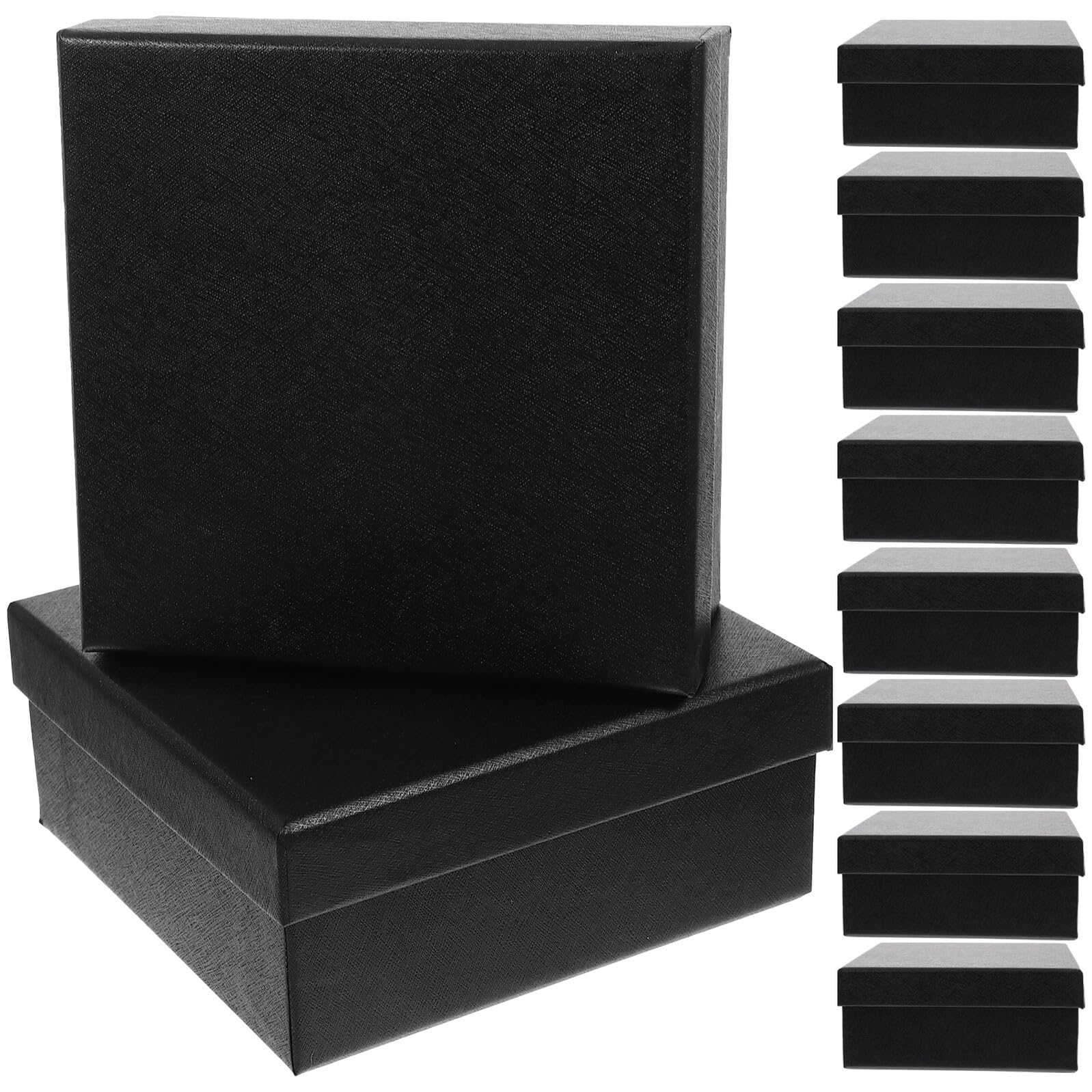 IWOWHERO 10 Stück Teiliges Schwarzes Geschenkbox Extra Dickem Stabilem Karton Quadratisch Vielseitig Verwendbar als Dekorative Hochzeit Verpackungskisten für Schmuck Süßigkeiten