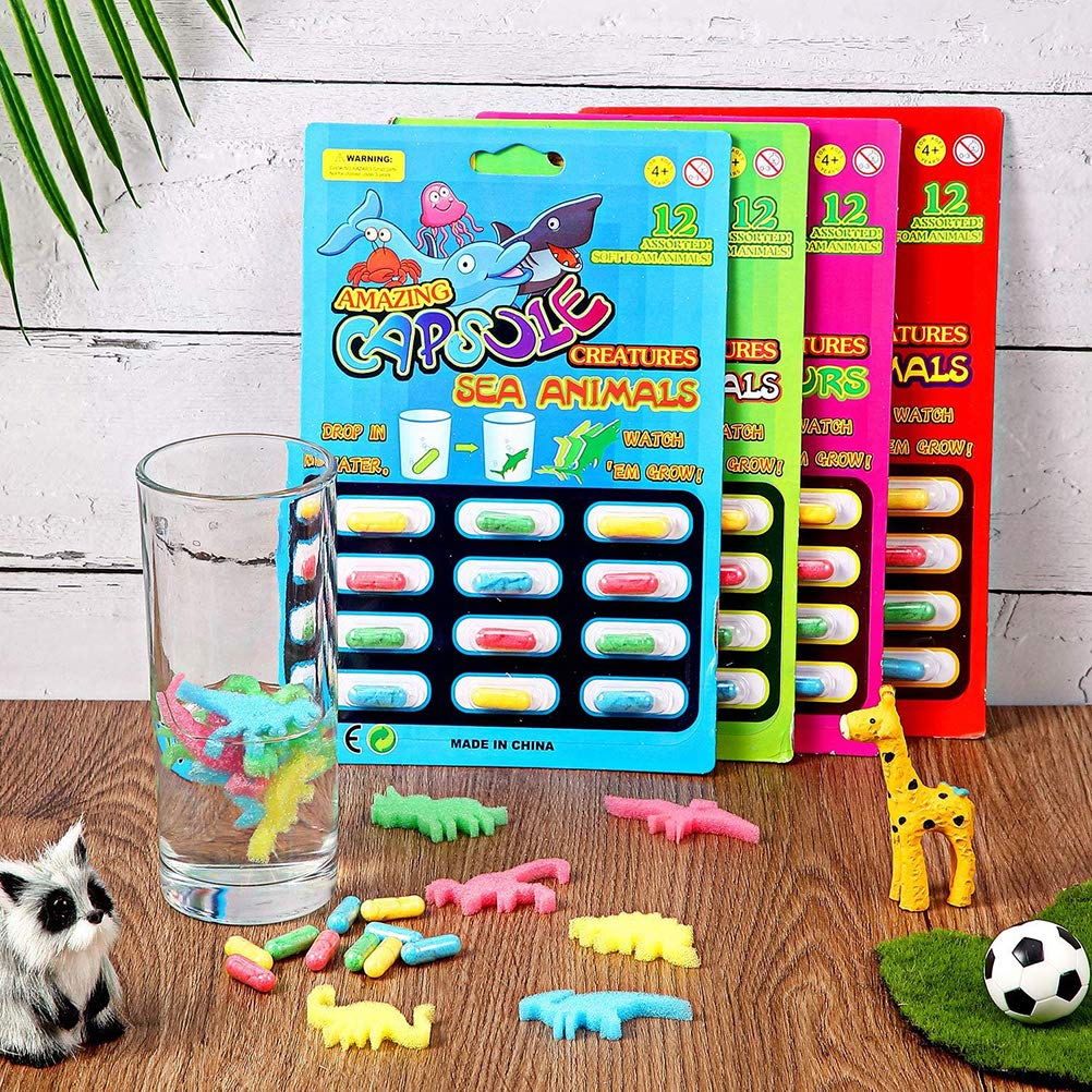 Annadue 8 Packs Amazing Grow Capsules Colorful Growing Animals Toys Dinosaur Sea Capsules for Birthday Events Classroom Material (Colorful)