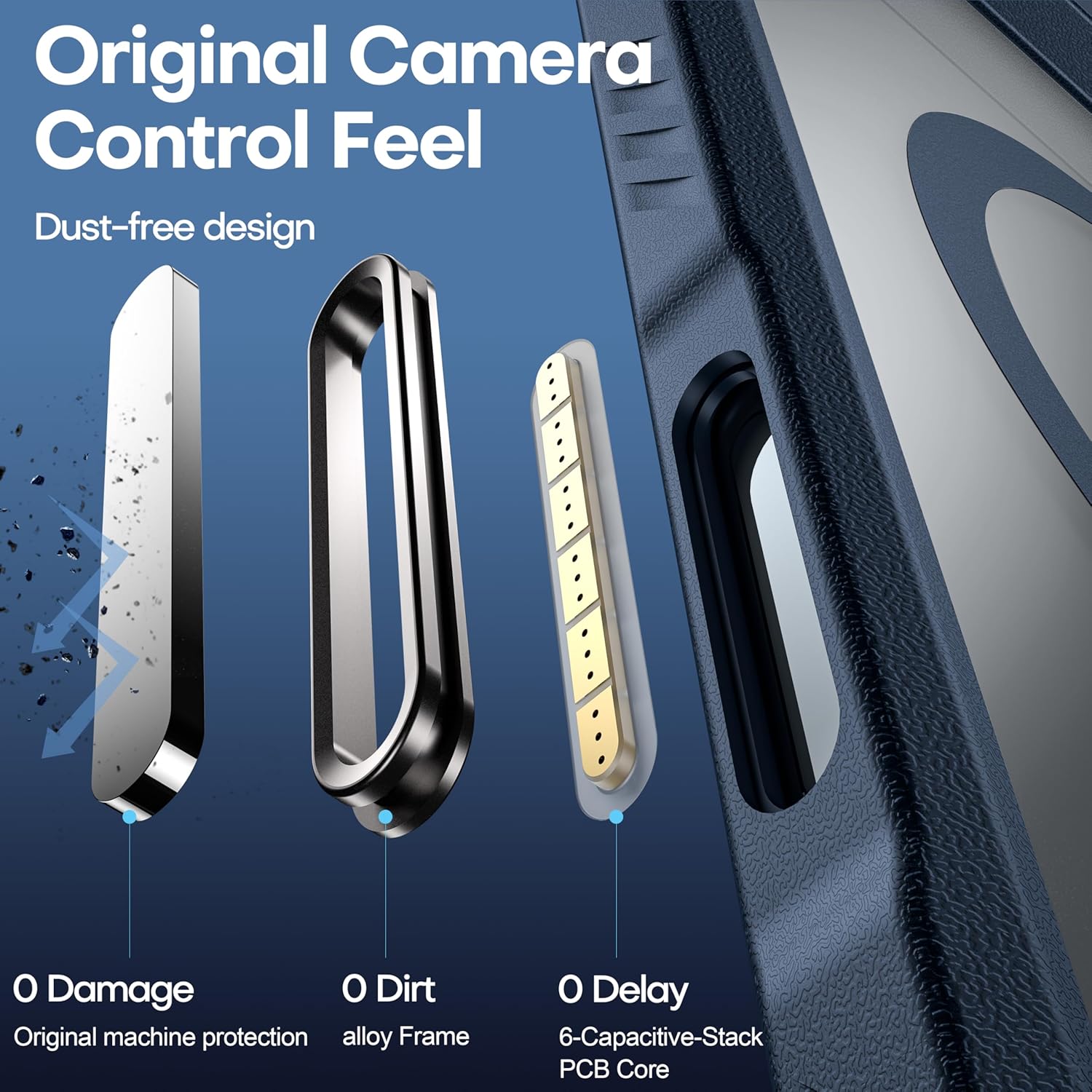 CellEver Strong Magnetic for iPhone 17 Air Case with Camera Control Capture Button [Camera Protection] [Military Drop Protection] [Compatible with MagSafe] Slim Translucent Matte Cover, Navy Blue
