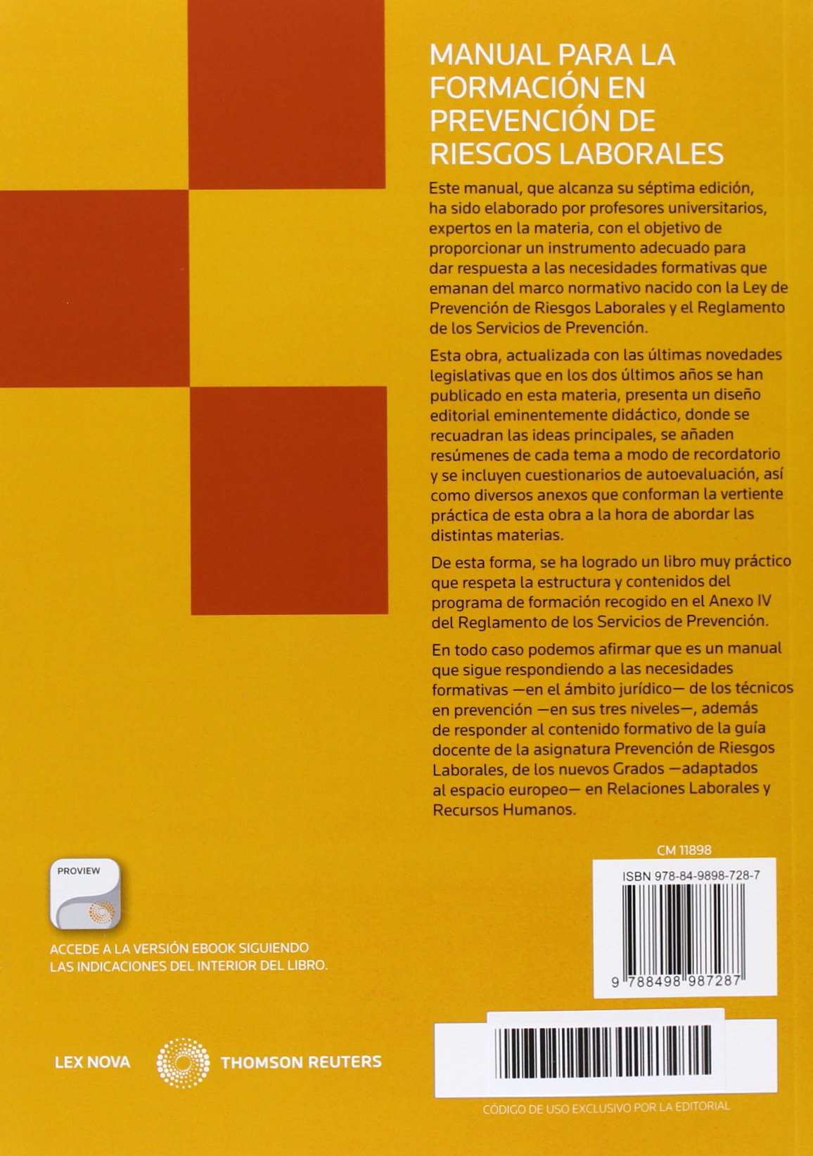 Manual para la formación en prevención de riesgos laborales (Monografía)