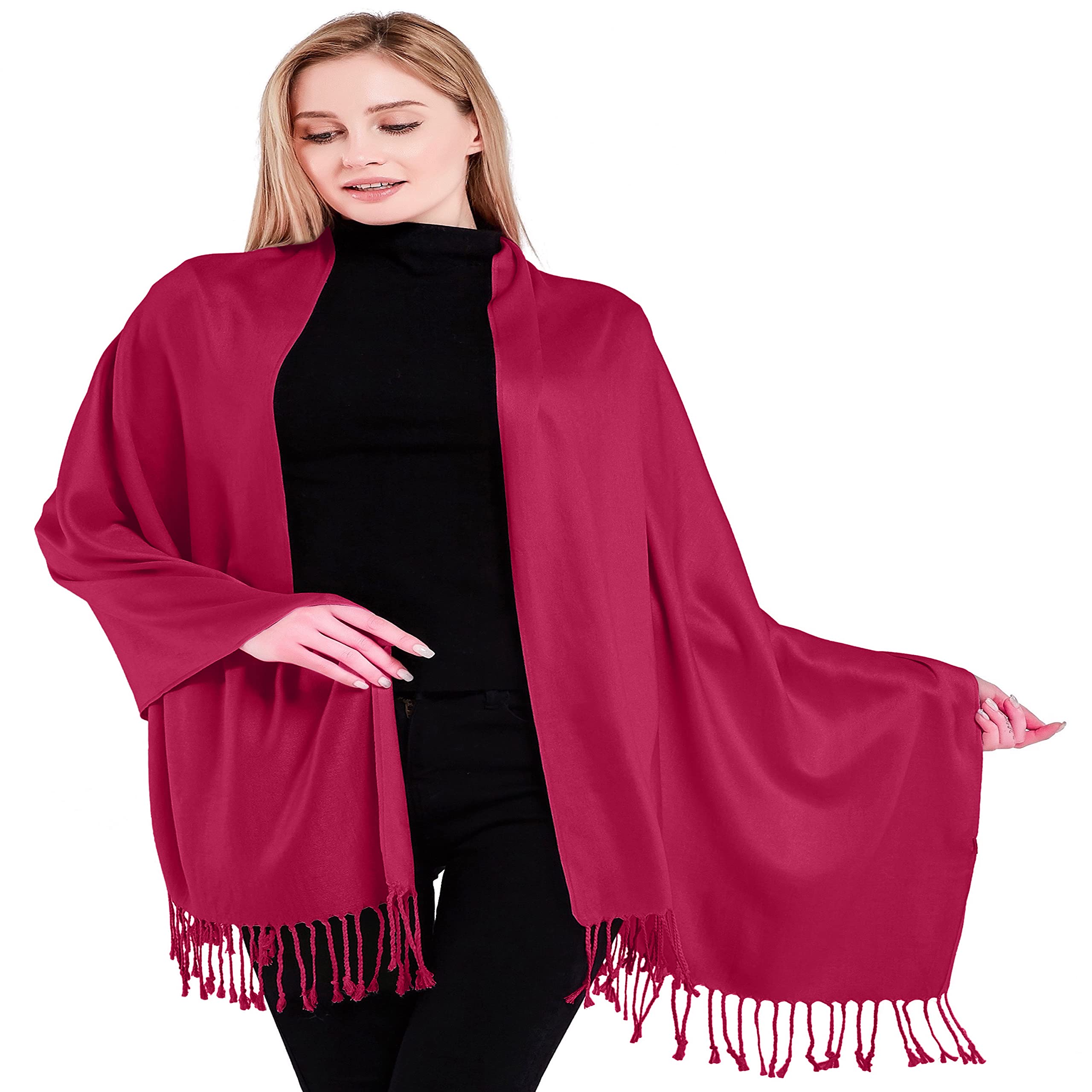Cj Apparel Women's Fuchsia Pink Solid Colour Shawl Pashmina Scarf Wrap Shawls Pashminas Scarves Seconds (60+ Colours) New, One Size, Fuchsia Rose Hex # C74375
