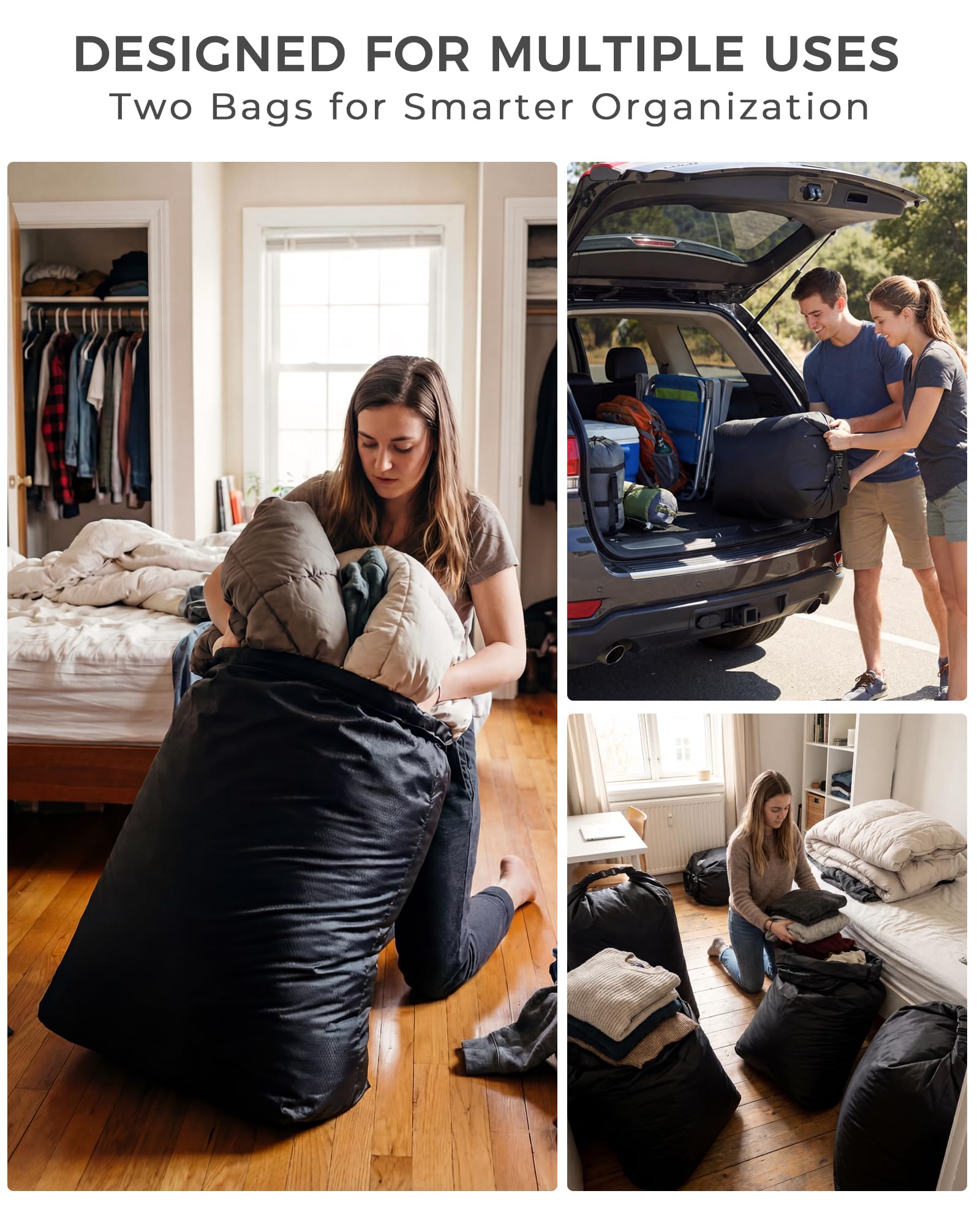Sacco portabiancheria da viaggio, senza pompa, a compressione sottovuoto, extra large, riutilizzabile, impermeabile e lavabile, ideale per valigie, accessori essenziali per viaggi su strada