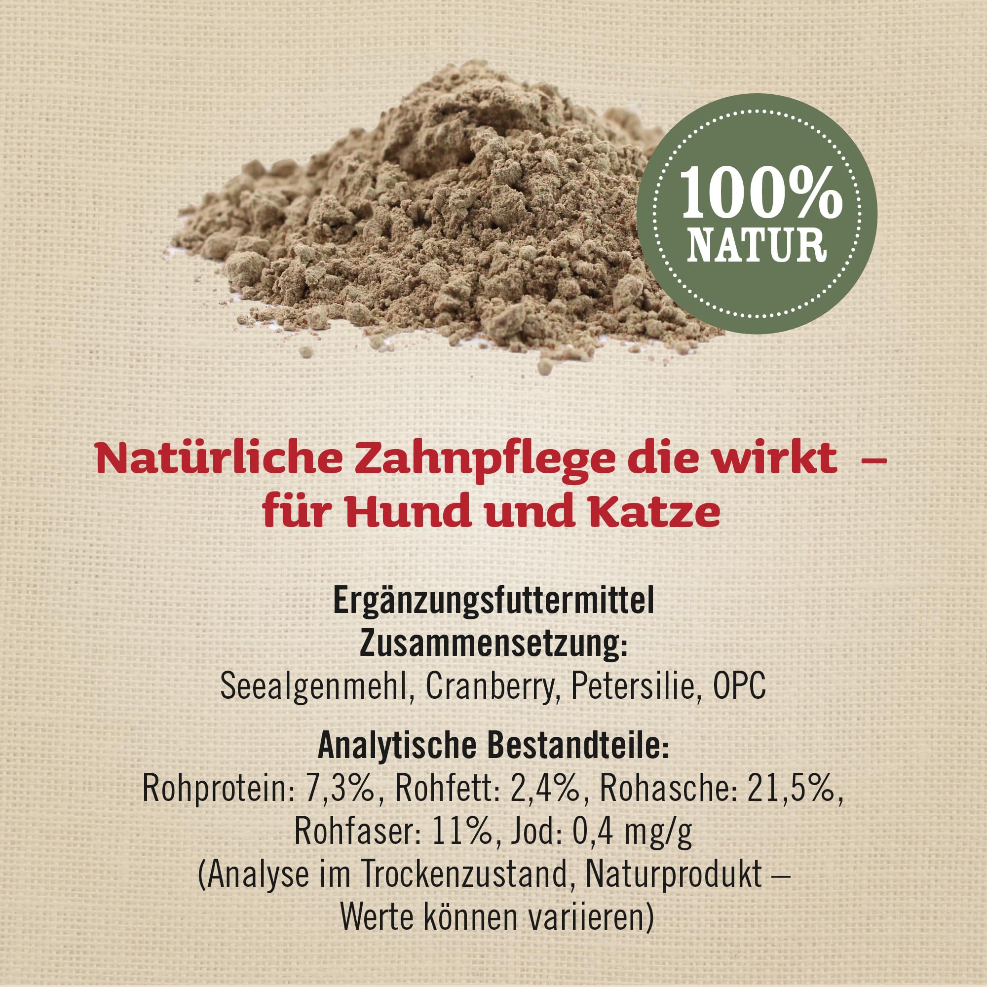 Dentanol Zahnpflegepulver für Hunde und Katzen, 100 g – mit Seealgenmehl