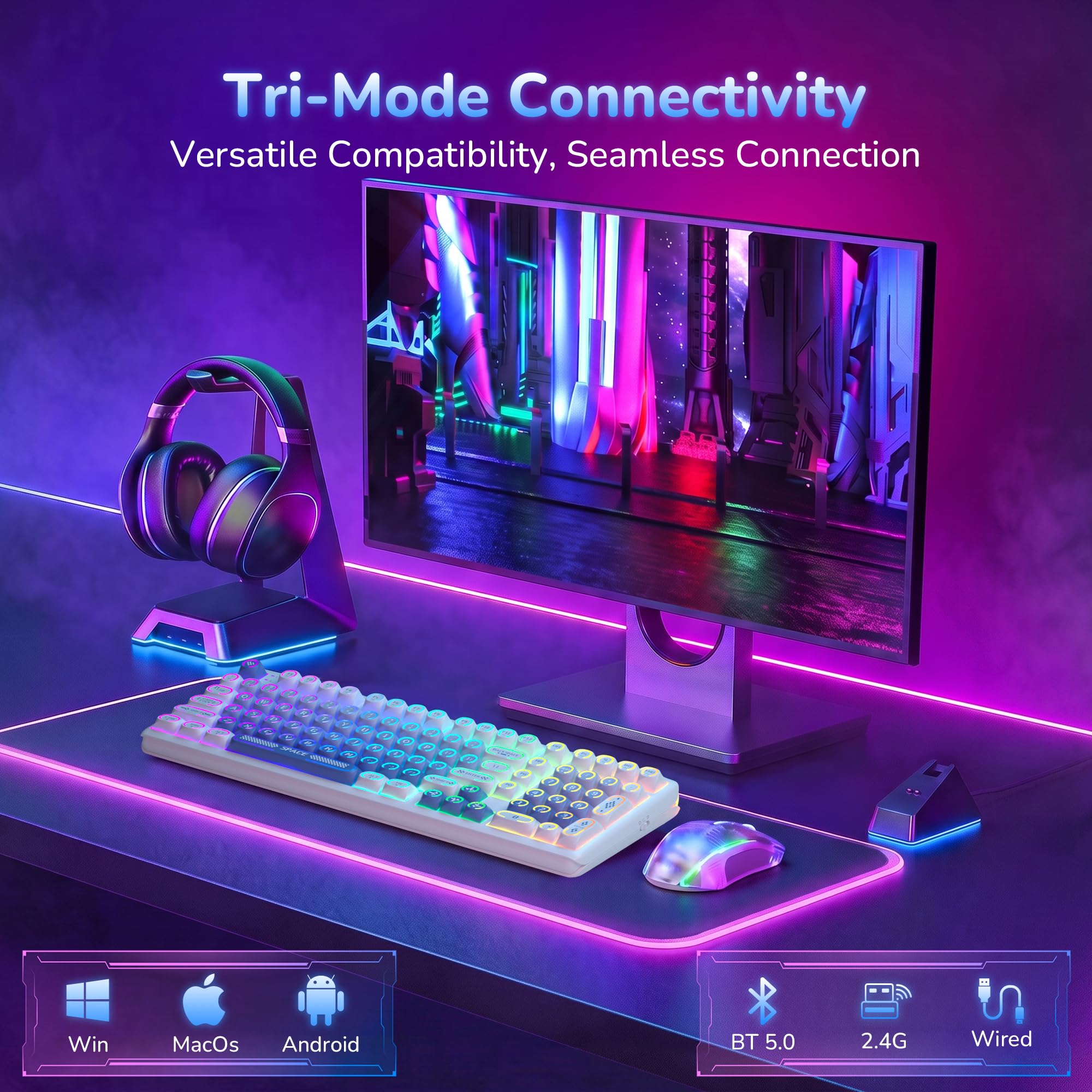 RK ROYAL KLUDGE R99 Teclado mecánico inalámbrico 8K interruptores,QWERTY
