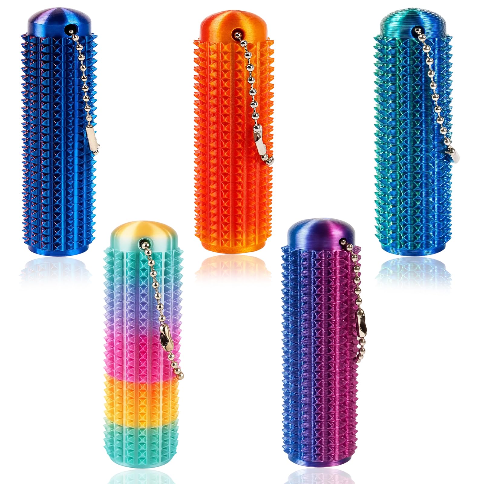 5 Pcs Spiky Pain Fidget Keychain - for Pain Stimming & Anxiety Relief, 3D Printed Sensory Fidget Toy for Adults & Teens, Focus Gadget for Stress, Novelty Gift Idea