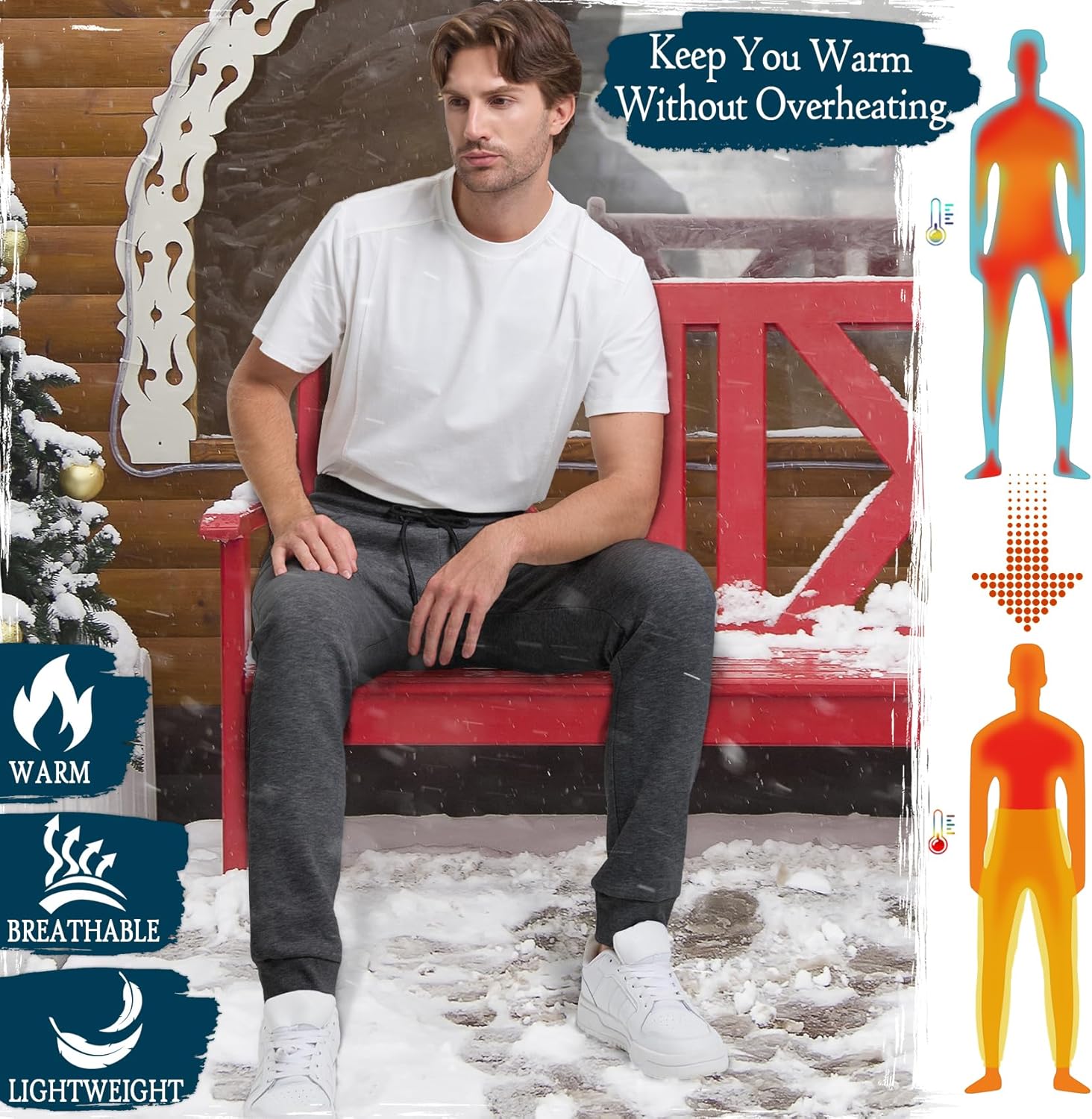 Loofure Sweatpants for Men Fleece 3 Pack Joggers Gym Workout Athletic Track Mens Sweat Pants Cotton with Zipper Pockets - Image 6