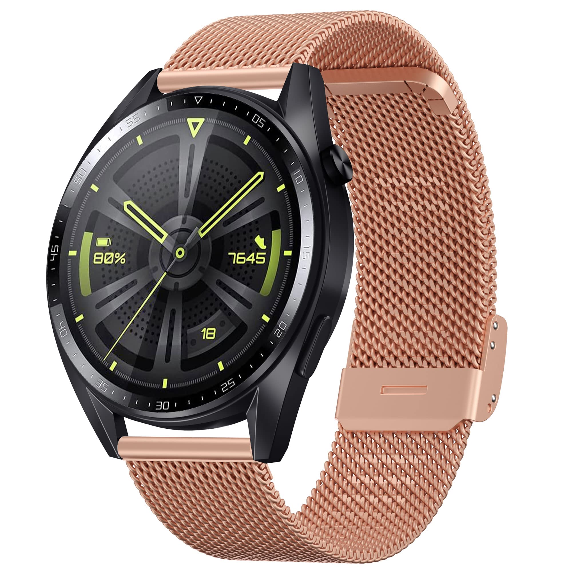 HiseusStrap Compatible with Huawei Watch GT2/GT3 46 mm, Stainless Steel Mesh Woven Watch Strap Compatible with Huawei Watch GT 2/3 PRO 46 mm / GT Runner / GT 2e / Watch 3 / Watch 3 Pro