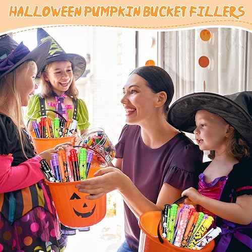 Miniatura 6 de Qeeenar Bolígrafos gigantes de Halloween de 7.5 pulgadas con diseño de calabaza, murciélago y araña, para niños, suministros de fiesta temática de