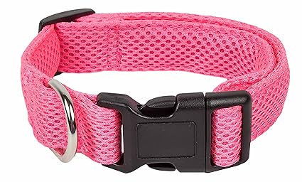 PetLife 'Aero Mesh' 360 Degree Dual Sided Comfortable and Breathable Adjustable Mesh Dog Collar, Large, Pink