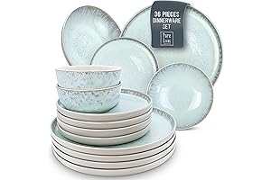 Mediterranean Stoneware Dinnerware Set: An Exquisite Symphony of Beige and Blue on Your Table